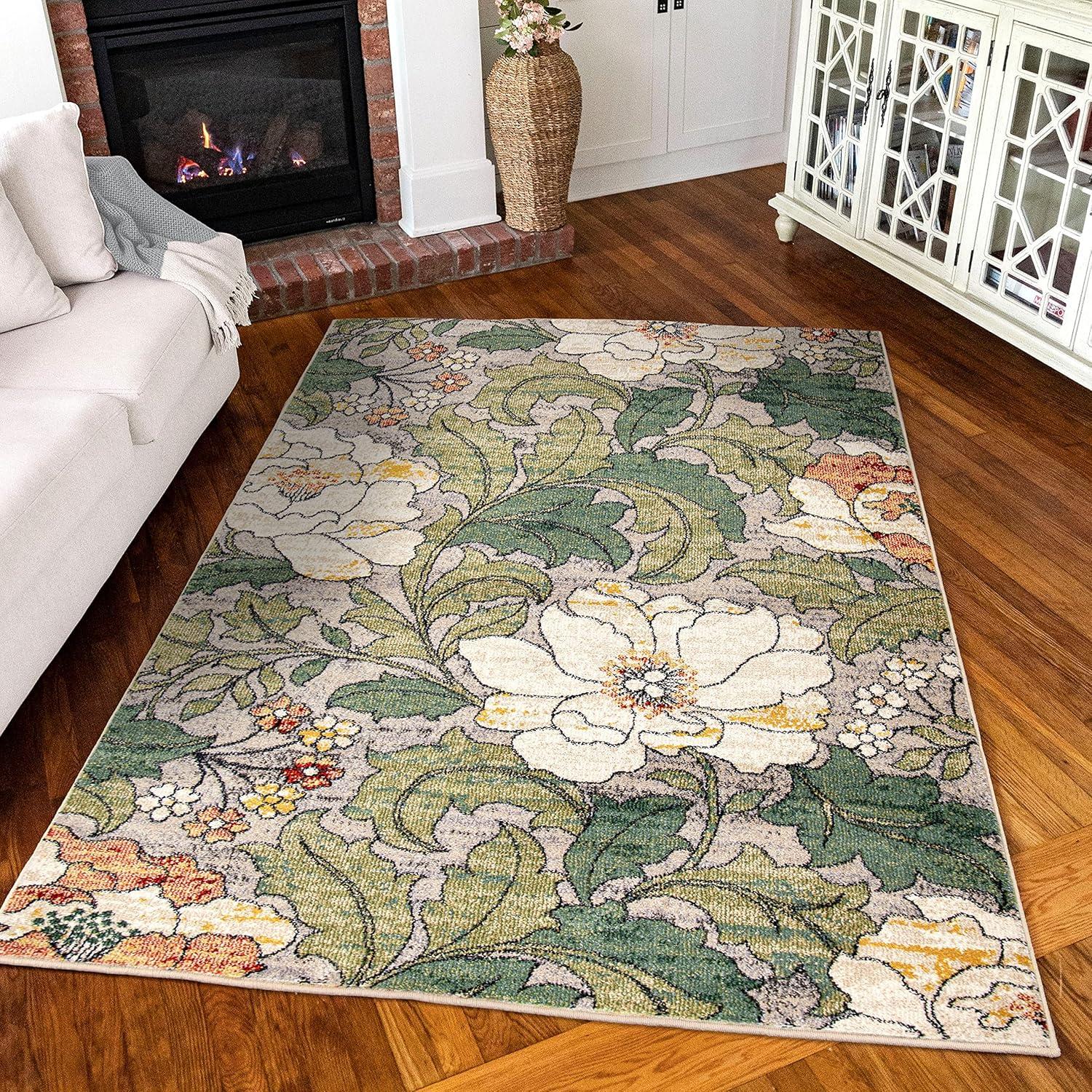 Simply Southern Cottage Jefferson Floral 6' X 9' Light Grey Area Rug