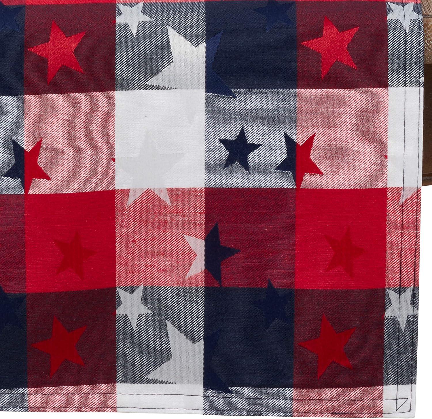 Patriotic Red, White, and Blue Star Print Table Runner