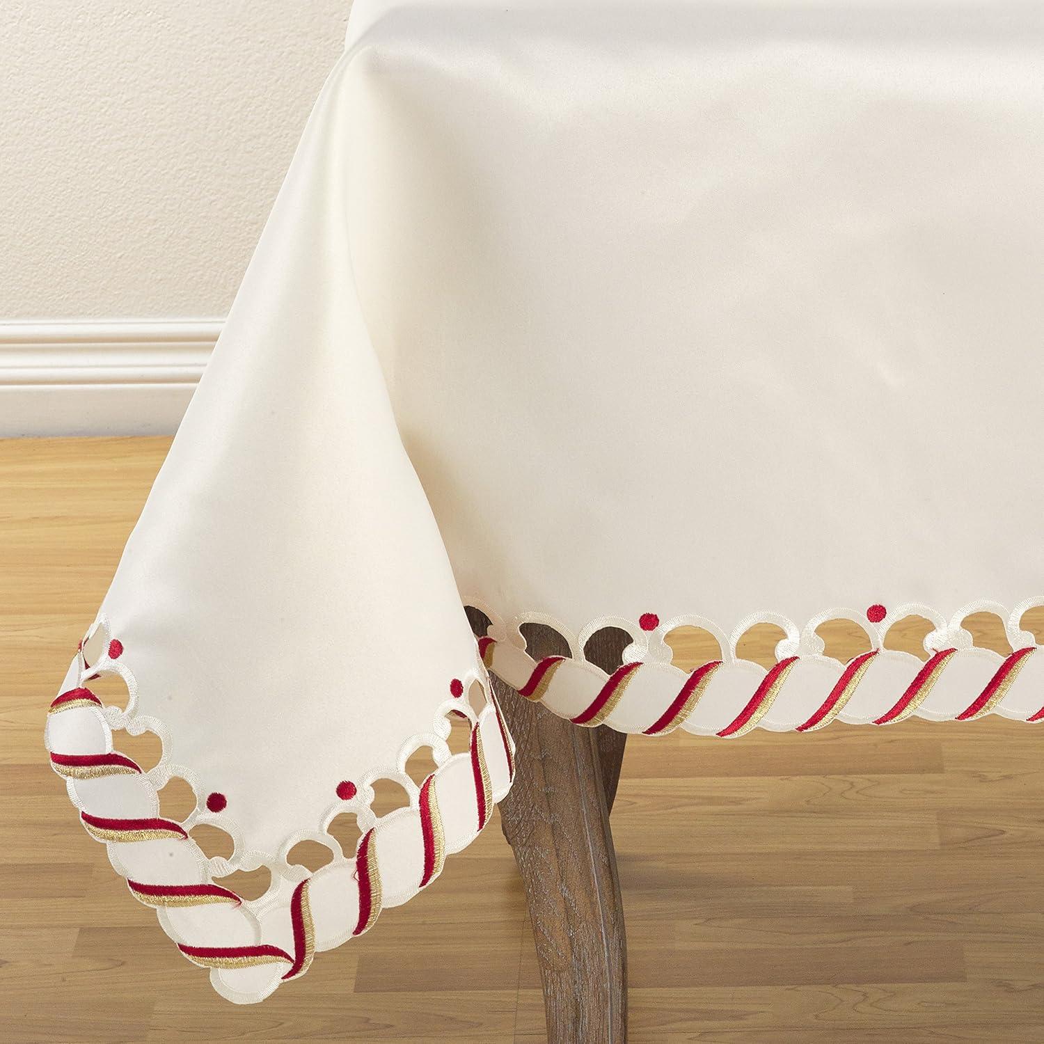 Saro Lifestyle Candy Cane Design Holiday Christmas Tablecloth