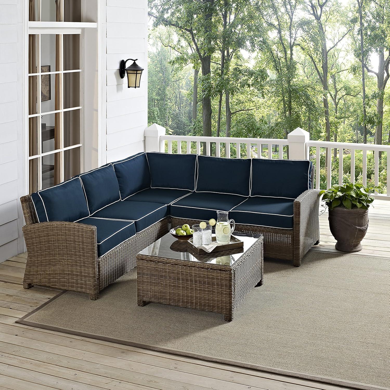 Bradenton 4-Piece Navy Cushions Steel Outdoor Sectional Set