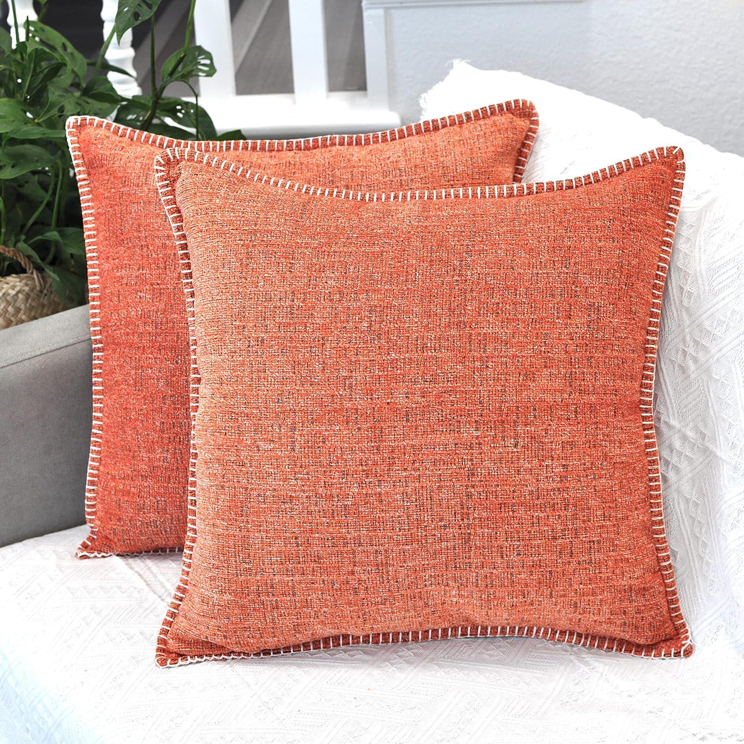 Oveesha Soft Textured Chenille Pillow Covers Set of 2 Cozy Cushion Covers