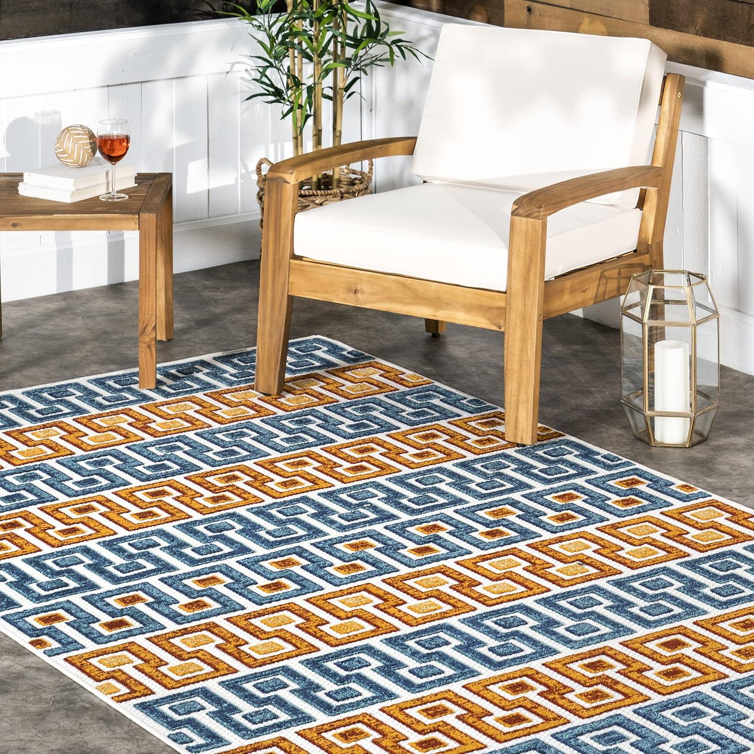 Nuloom Rochel Mediterranean Indoor/Outdoor Patio Area Rug 5' x 8' in Blue