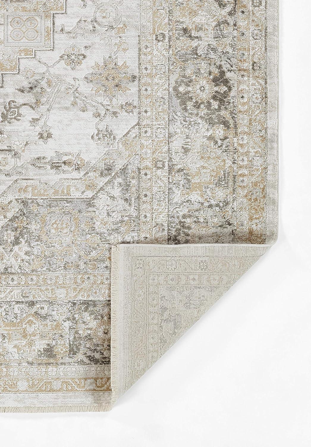 Taupe Rectangular Cotton Viscose Area Rug 47" x 65"