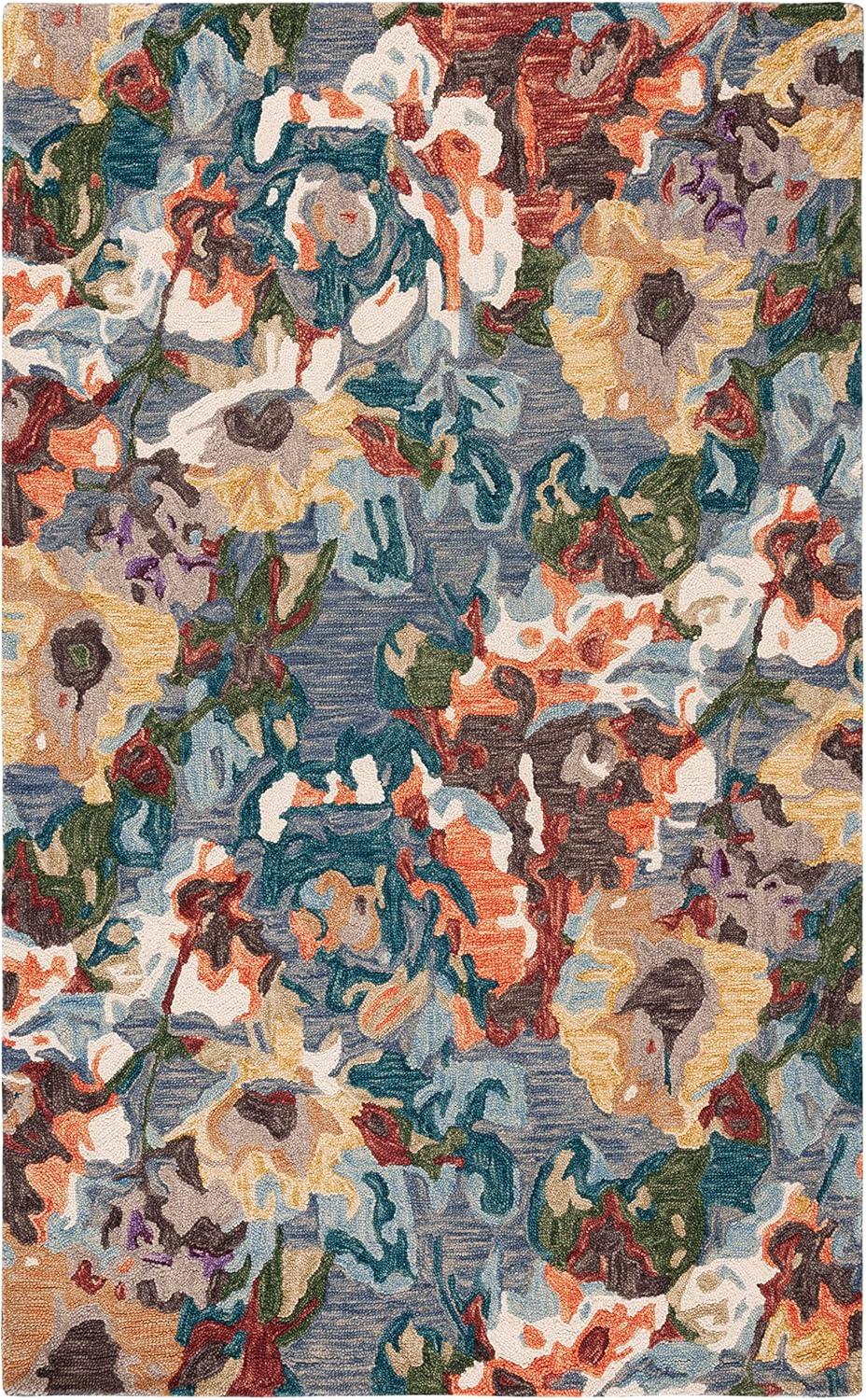 SAFAVIEH Blossom Ewart Floral Area Rug, Light Blue/Rust, 5' x 8'