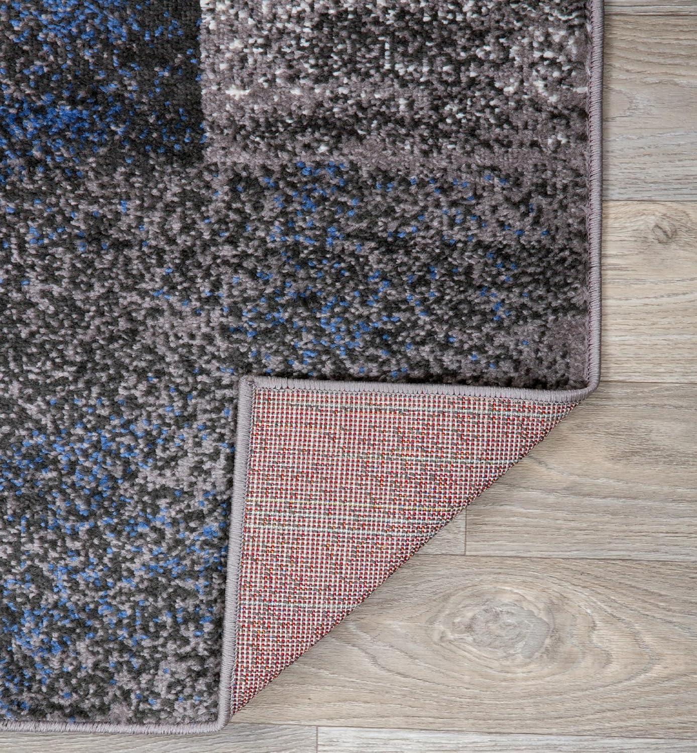 World Rug Gallery Contemporary Modern Geometric Boxes Area Rug - Blue 7'10" x 10'