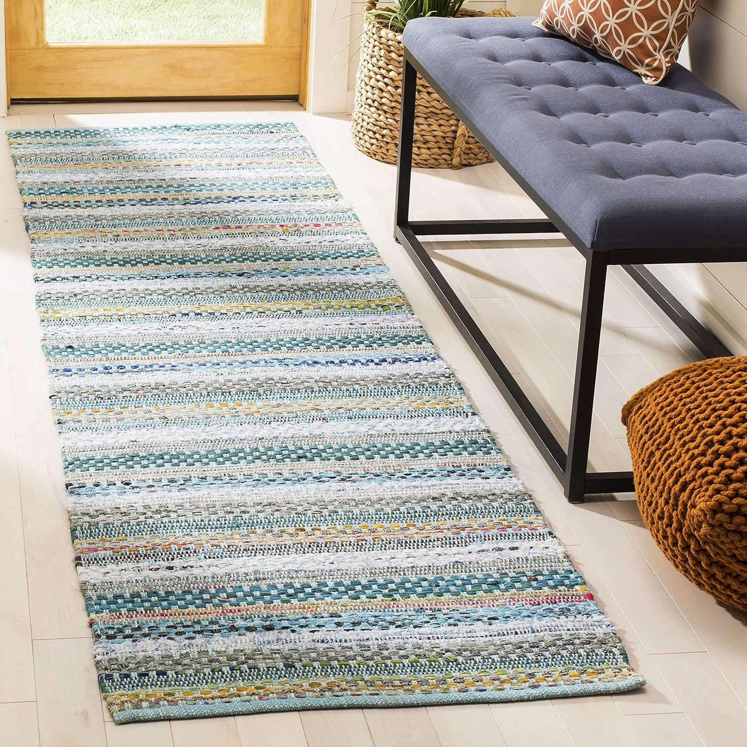 Montauk MTK975 Hand Woven Runner Rug - Aqua/Multi - 2'3"x8' - Safavieh.