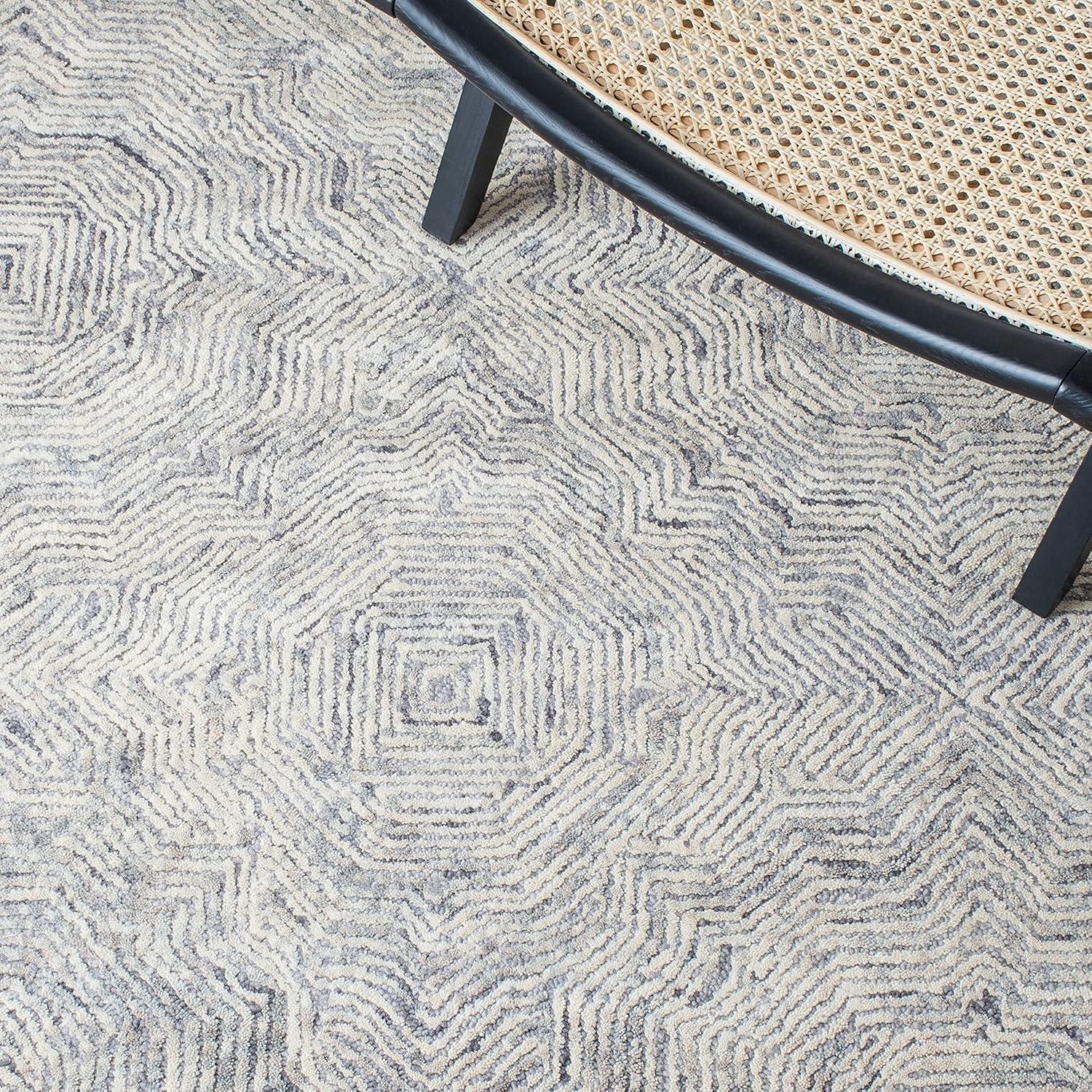 Ikat IKT506 Hand Tufted Area Rug - Silver - 9'x12' - Safavieh