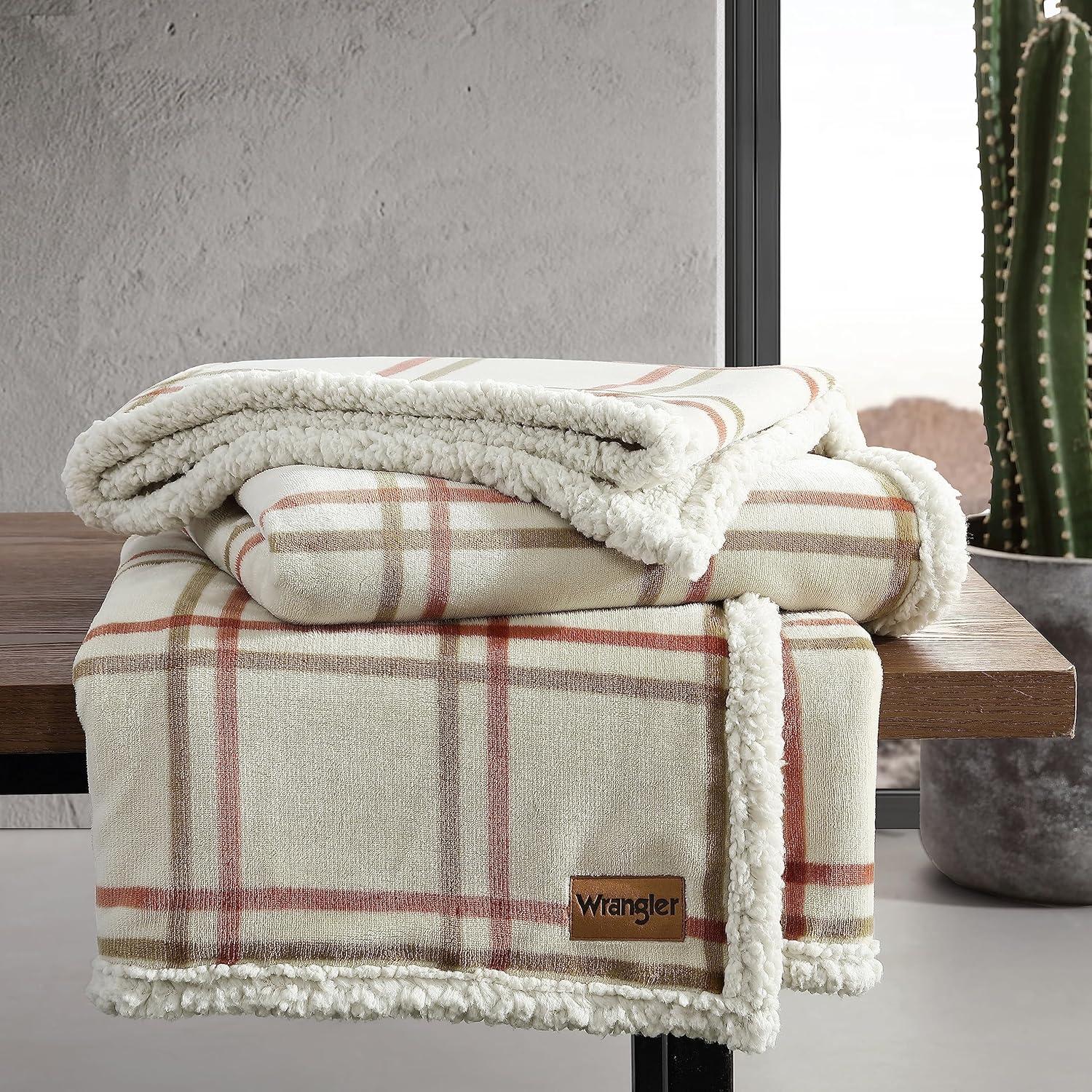 Wrangler Printed Plush Fleece Throw Blankets