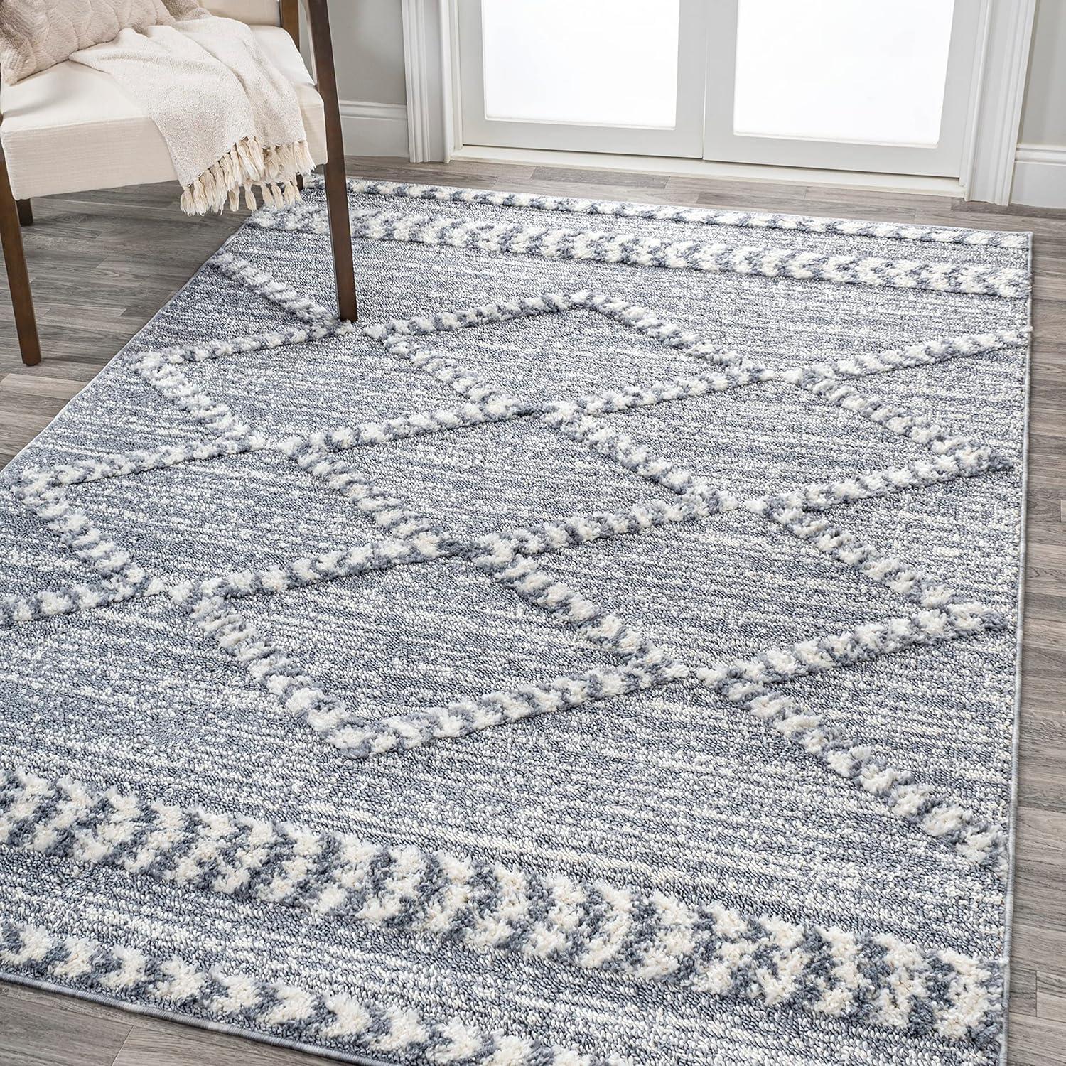 4' x 6' Sofie Moroccan Trellis High-Low Area Rug, Gray/Cream - JONATHAN Y