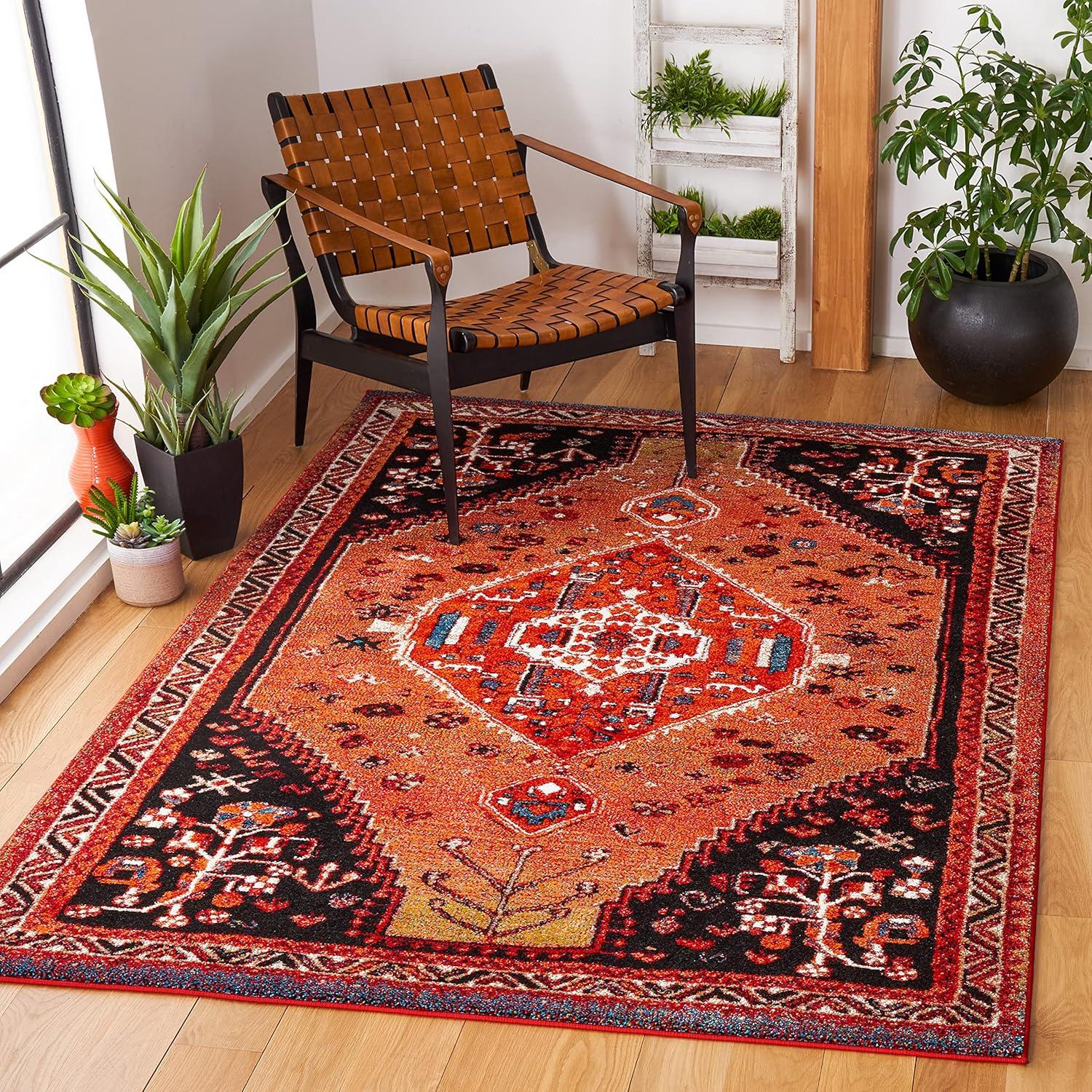 Vintage Hamadan VTH201 Power Loomed Area Rug - Orange/Red - 4'x6' - Safavieh.