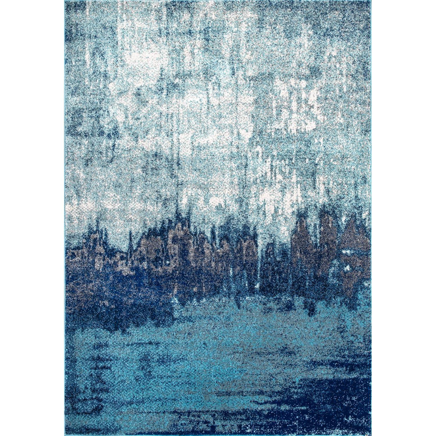 Nuloom Alayna Abstract 2x3 Accent Indoor Area Rug for Living Room Bedroom Dining Room Entryway Kitchen, Blue/Ivory