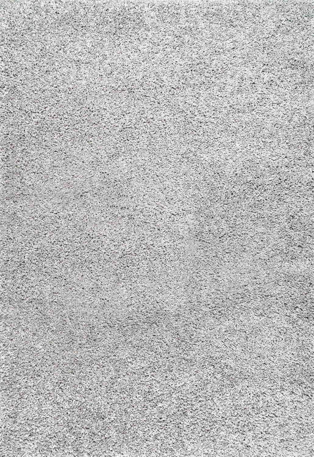 Luxurious Silver Shag Rectangular Area Rug - Synthetic, Easy Care