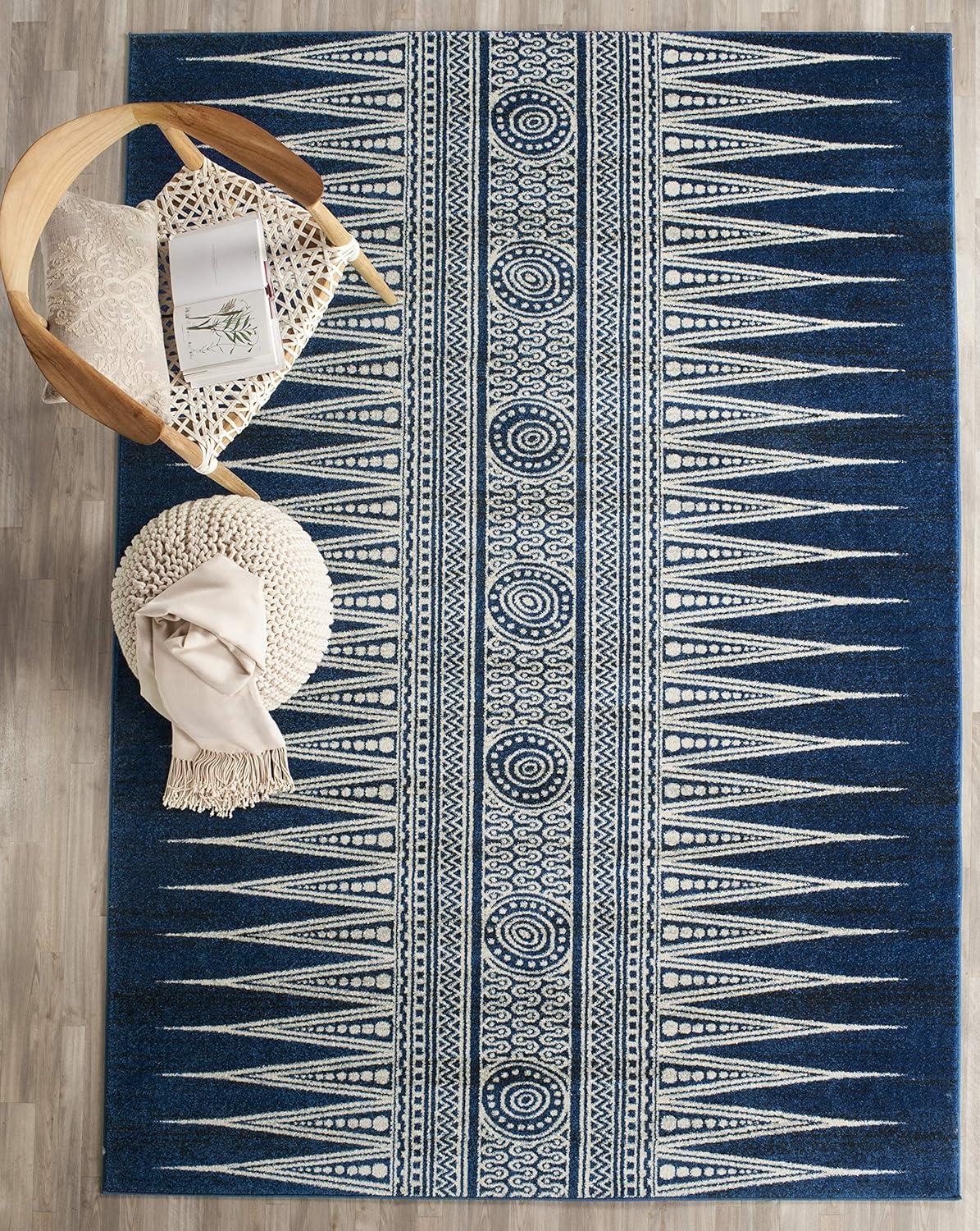 Evoke EVK226 Power Loomed Indoor Area Rug - Royal/Ivory - 6'7"x9' - Safavieh