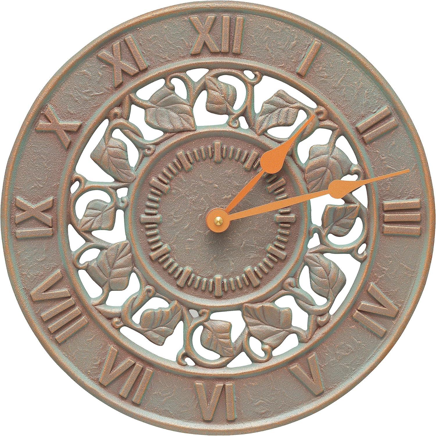 Ivy 12" Copper Verdigris Aluminum Indoor Outdoor Wall Clock