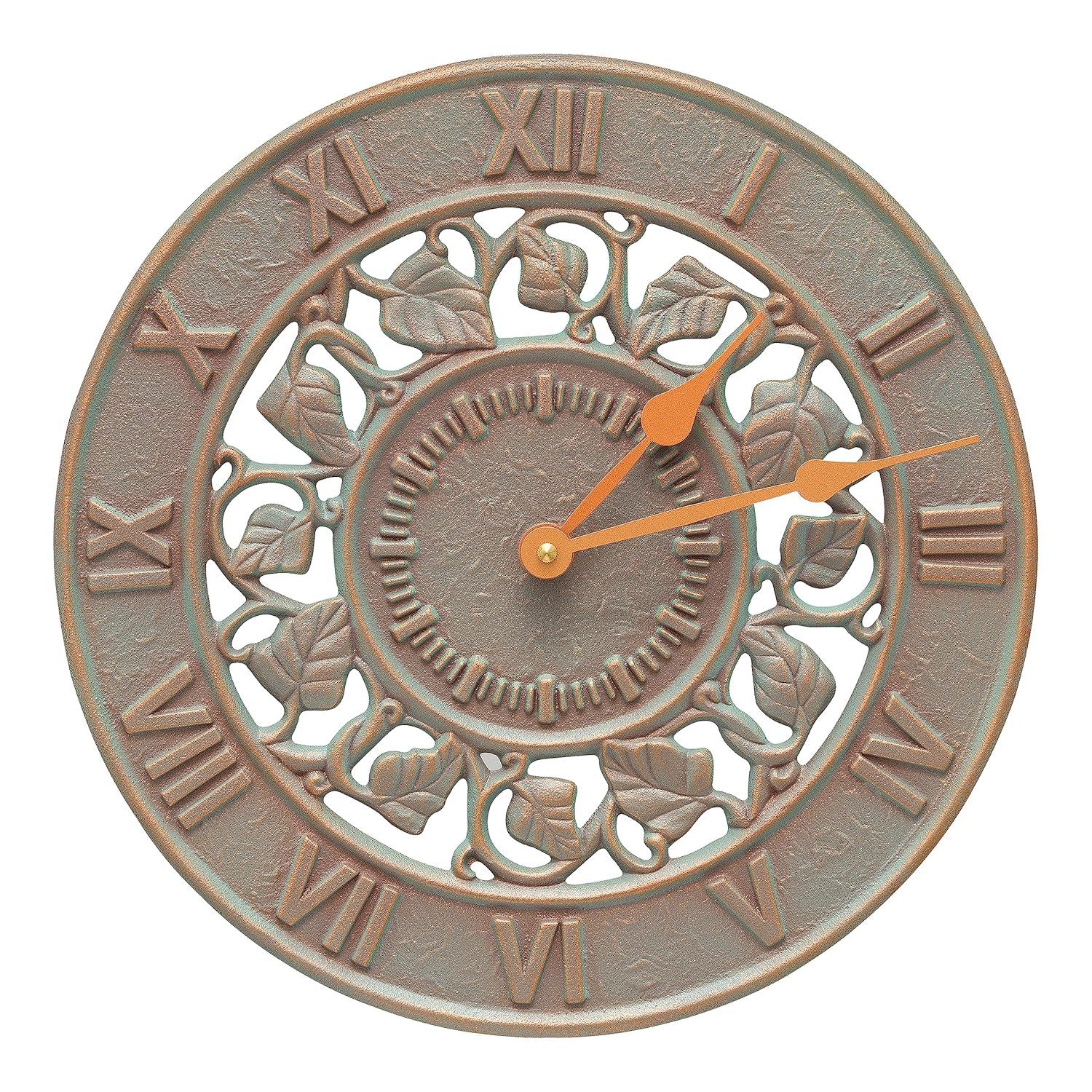 Ivy 12" Copper Verdigris Aluminum Indoor Outdoor Wall Clock