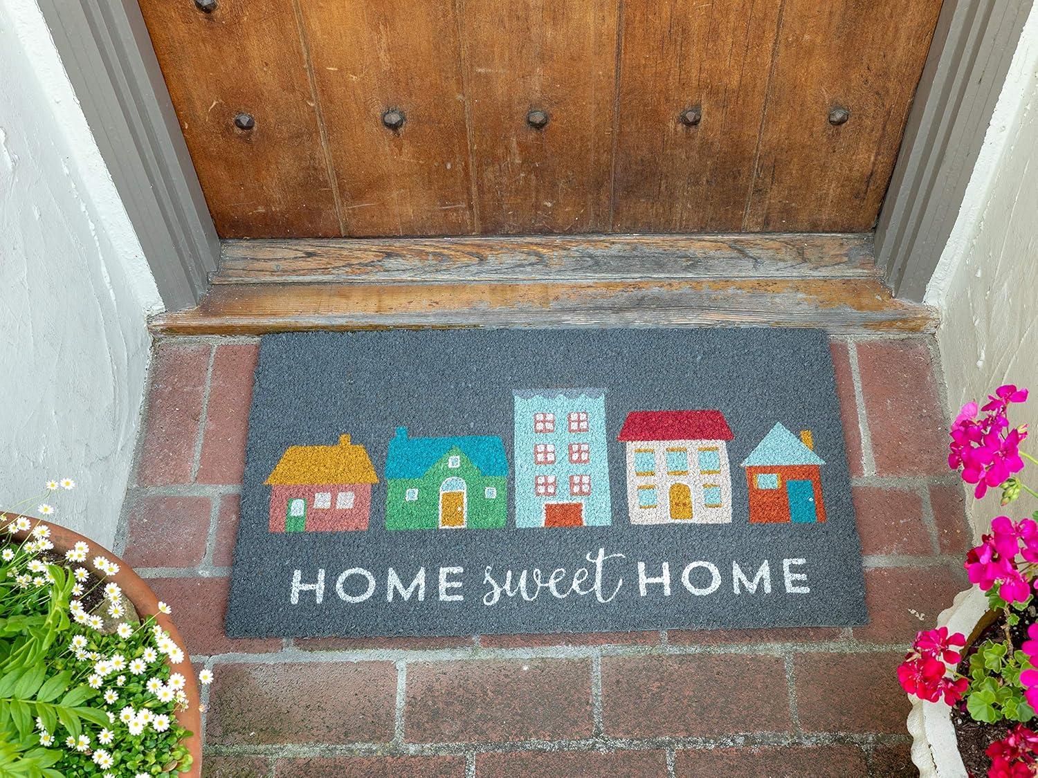 KAF Home Printed Coir Doormat with Non-Slip PVC Backing - 17 by 30 inches (Home Sweet Home)