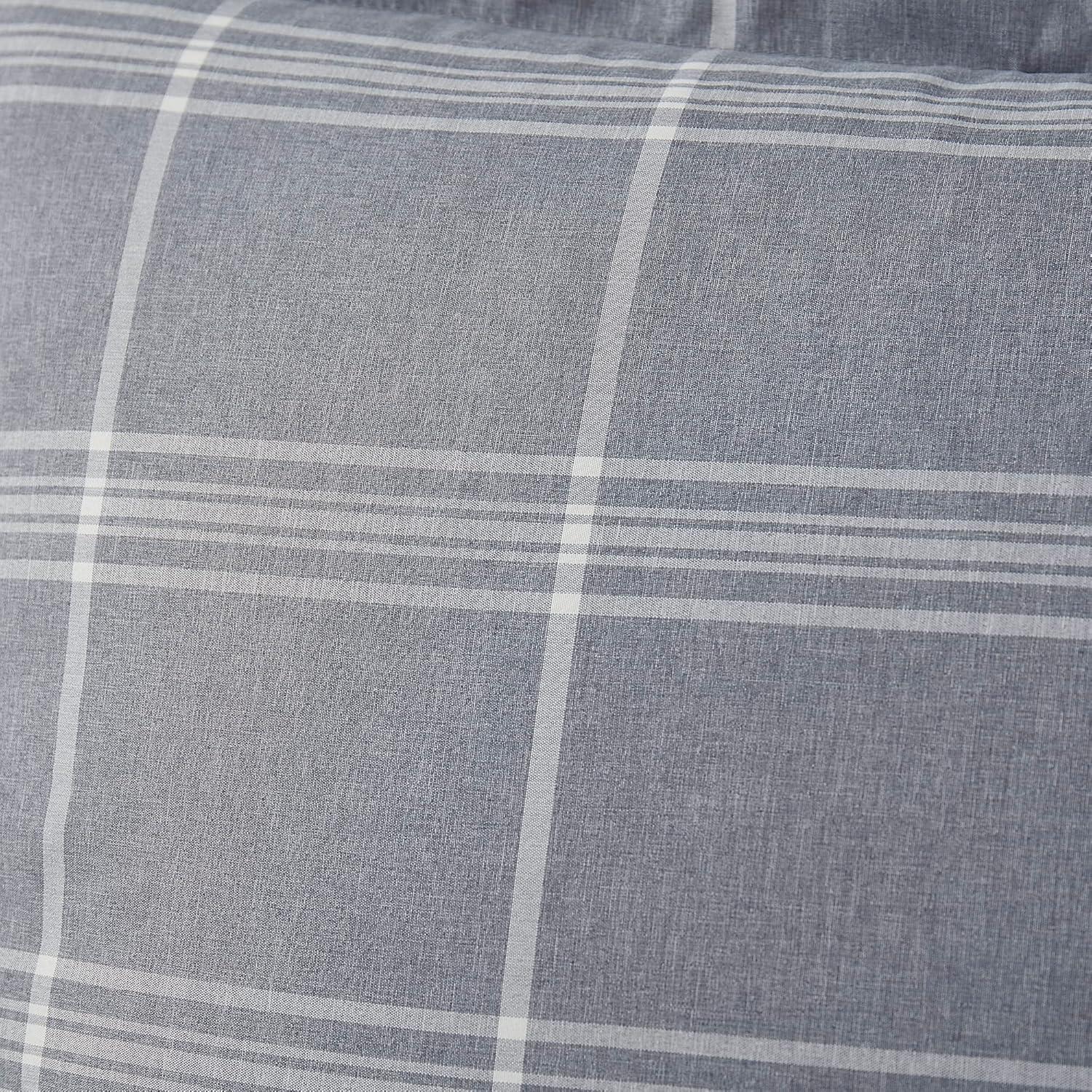 Sweet Home Collection Chambray Weave Plaid Bed in a Bag Comforter & Sheet Set Gray Twin