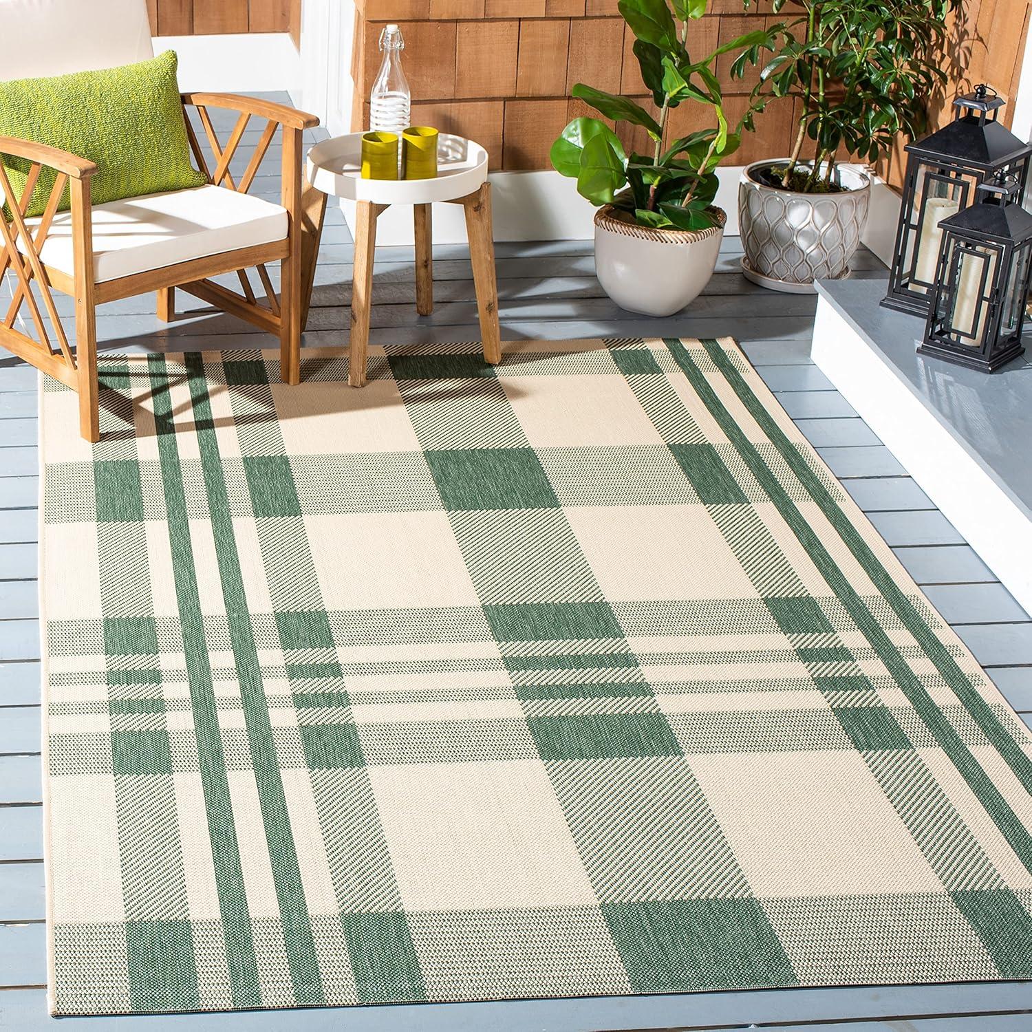 Courtyard CY6201 Power Loomed Indoor/Outdoor Area Rug - Green/Beige - 6'7"x9'6" - Safavieh.