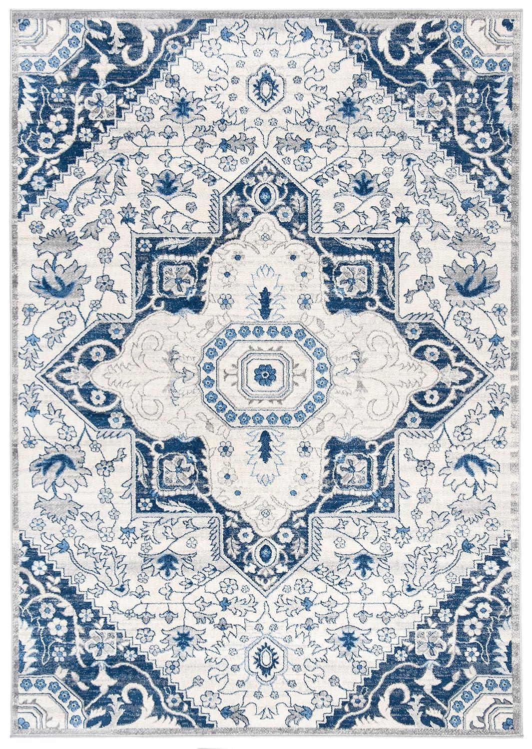 Brentwood BNT816 Power Loomed Indoor Area Rug - Cream/Blue - 9'x12' - Safavieh