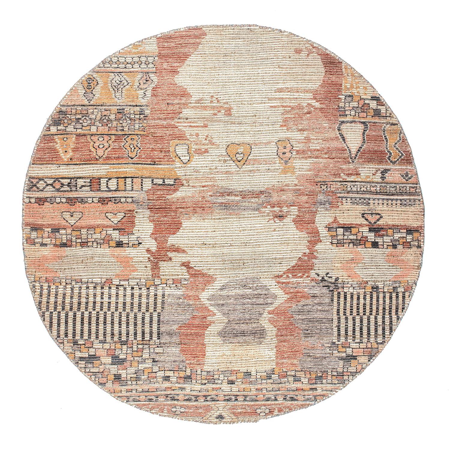 Nuloom Hermina Abstract 6 Round Jute Indoor Area Rug for Dining Room Rug Neutral Rug Living Room Rug Kitchen, Multicolor/Ivory