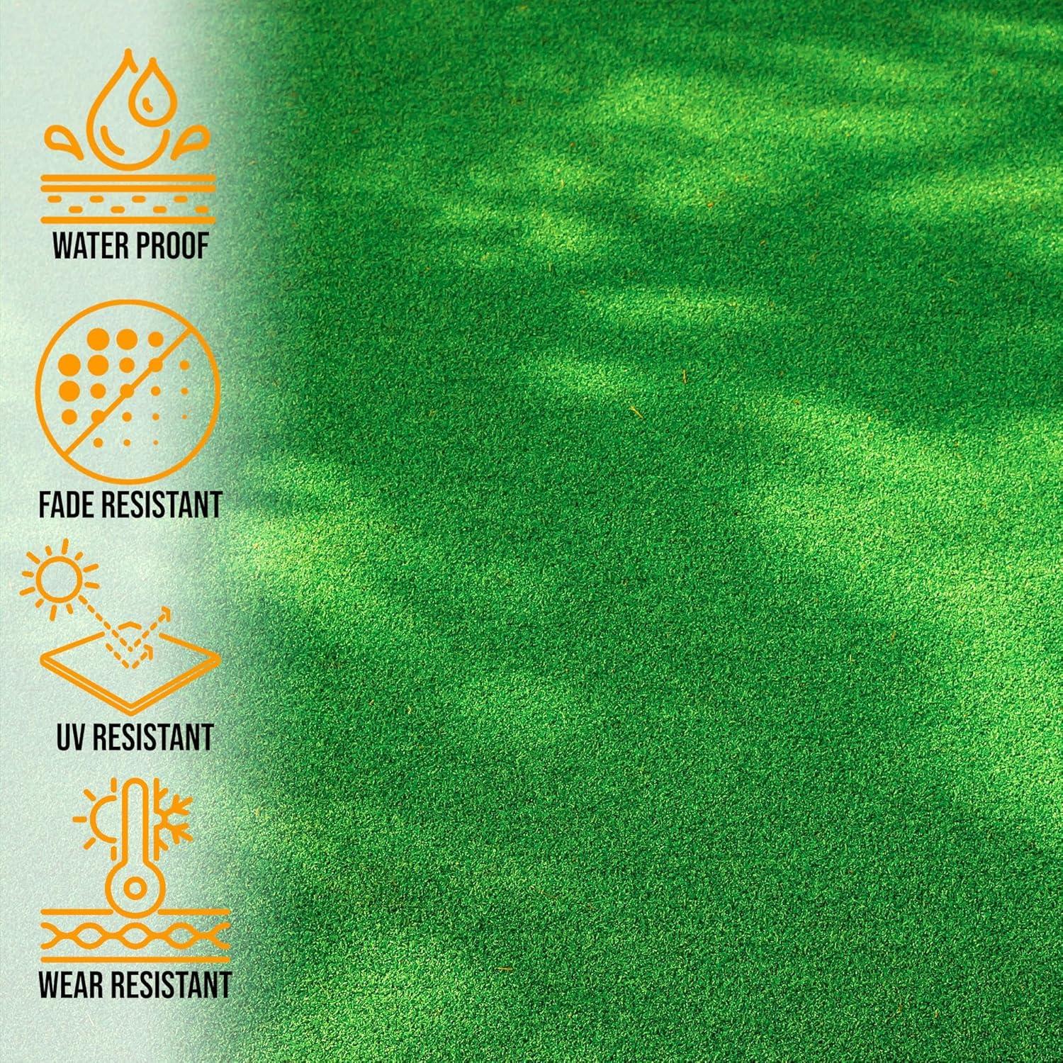 Ottomanson Grass Waterproof Indoor/Outdoor Artificial Grass Turf Rugs and Rolls Customized Size For Balcony, Patios