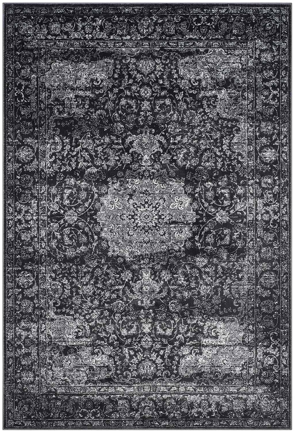 Carnegie CNG631 Power Loomed Area Rug - Dark Grey/Cream - 6'7"x9'2" - Safavieh.