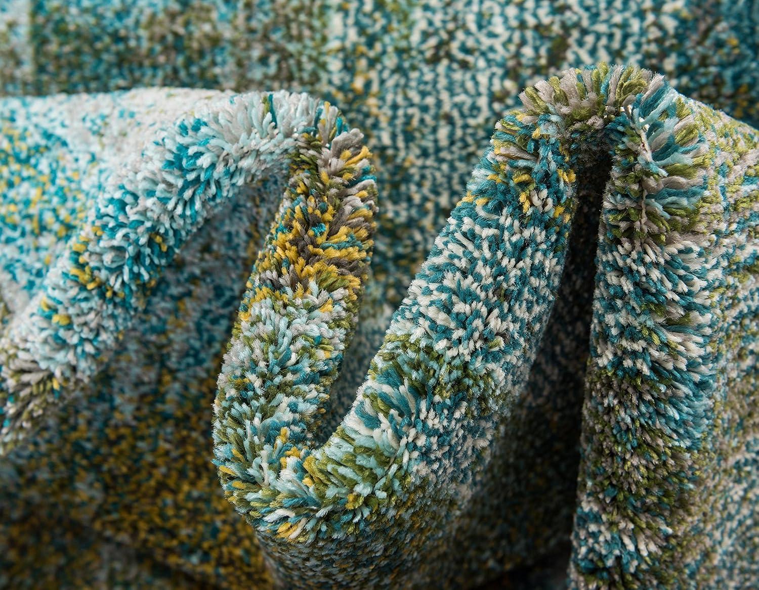 Unique Loom Jardin Collection Area Rug - Lilly (7' 1" x 10' Rectangle Turquoise/Gray)