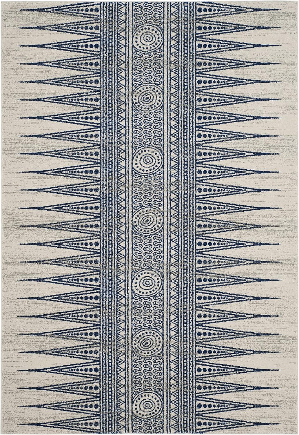 Evoke EVK226 Power Loomed Area Rug - Ivory/Blue - 5'3"x7'6" - Safavieh.