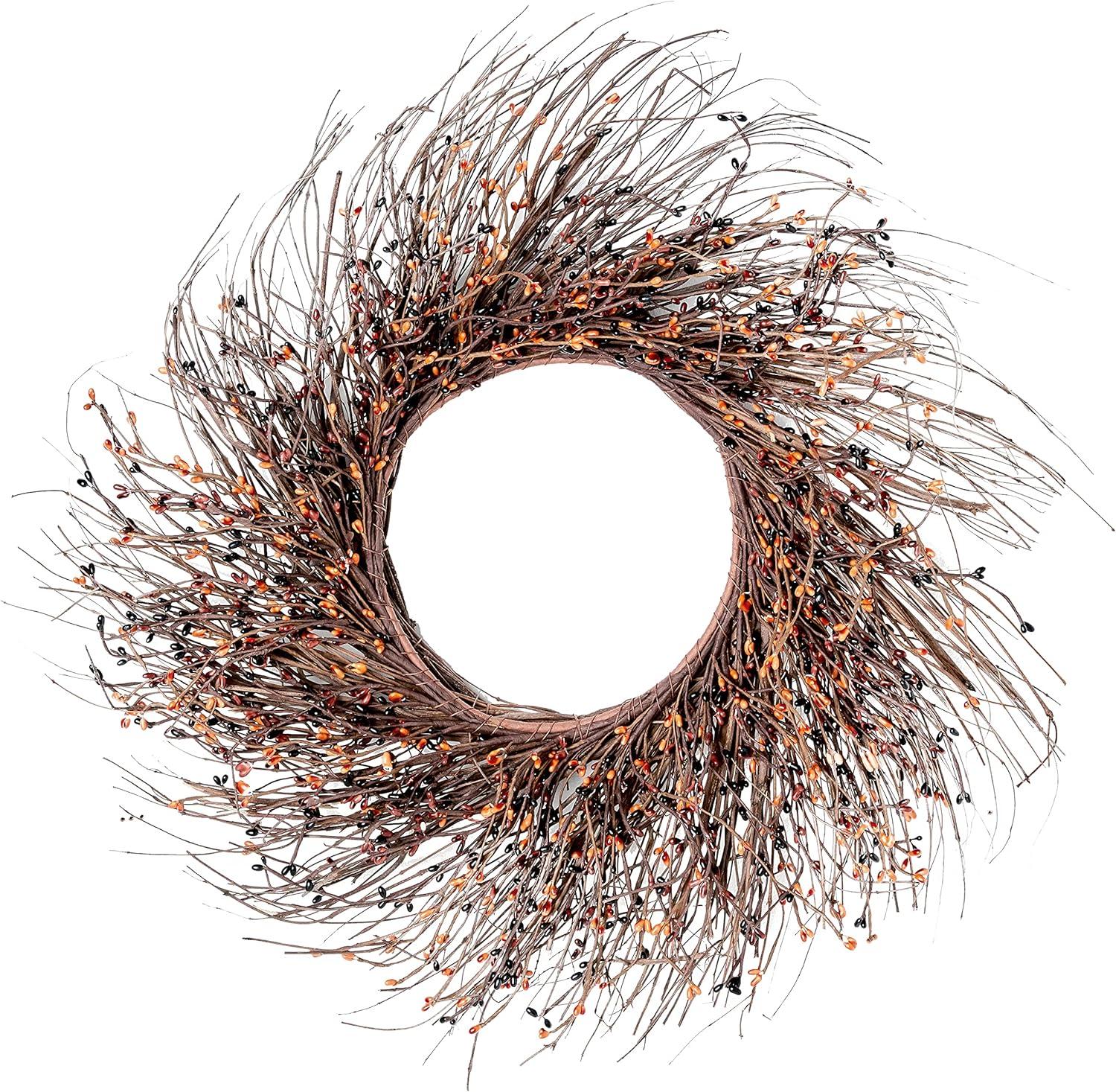 Dried Flowers and Wreaths LLC Dried Natural Quail Brush Twigs 22" Fall Wreath