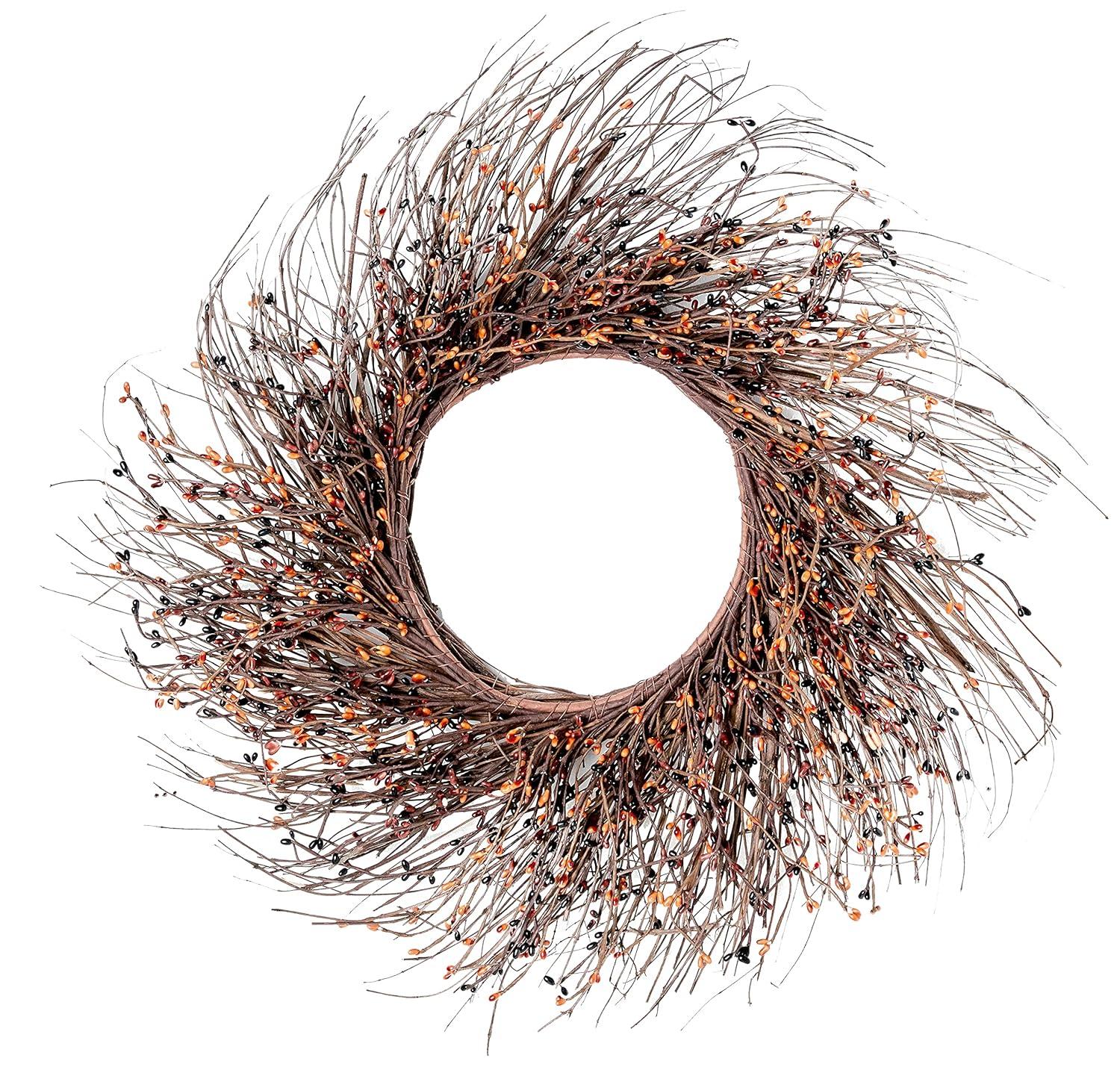 Dried Flowers and Wreaths LLC Dried Natural Quail Brush Twigs 22" Fall Wreath