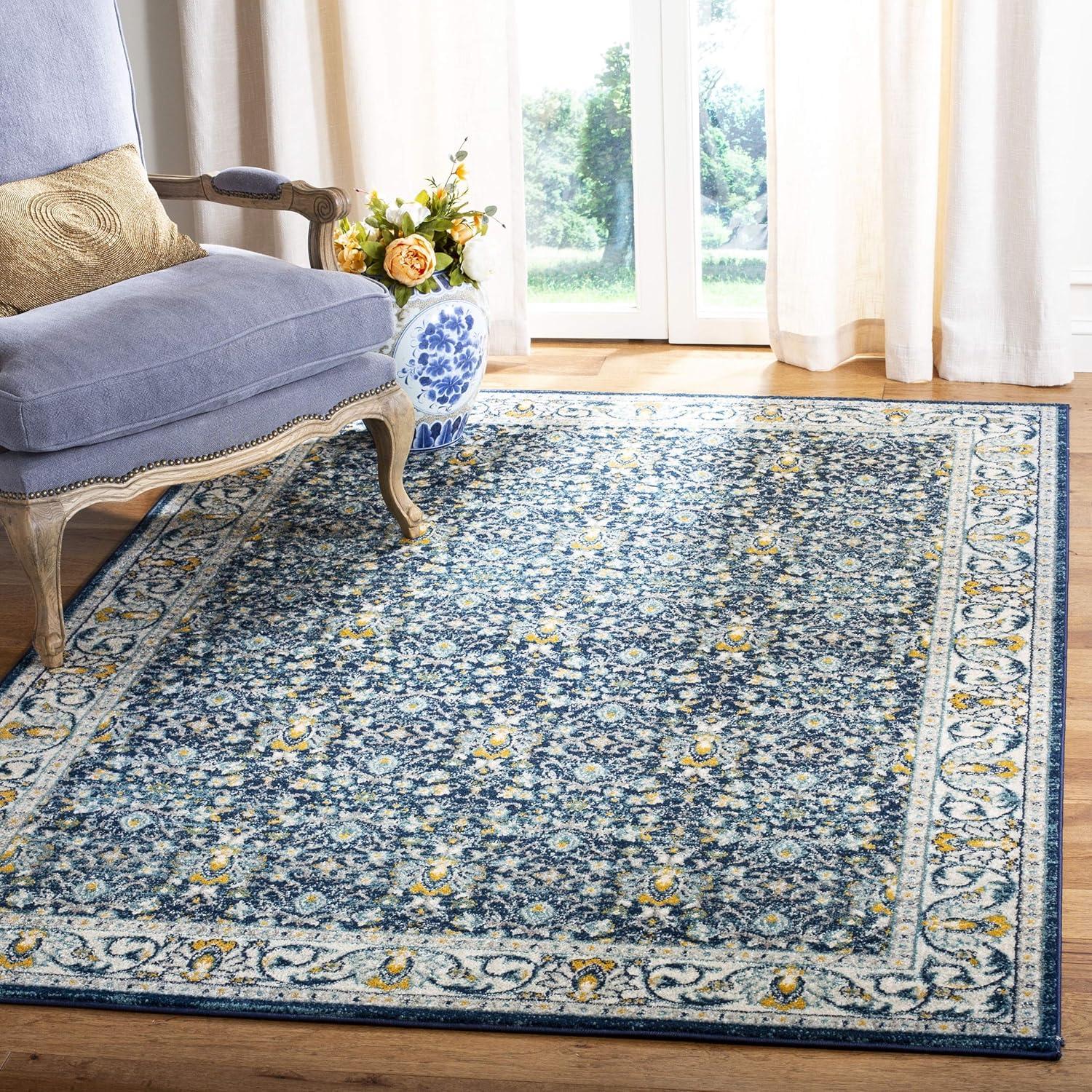 Madison MAD151 Power Loomed Indoor Accent Rug - Navy/Creme - 3'x5' - Safavieh
