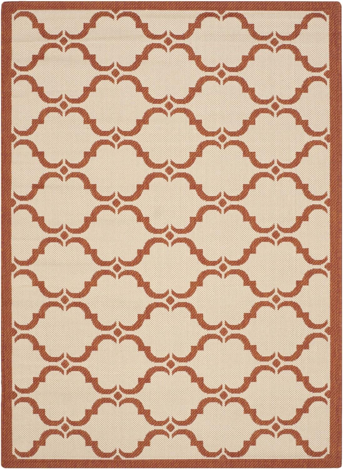 SAFAVIEH Courtyard Collection Accent Rug - 4' x 5'7", Beige & Terracotta, Trellis Design, Non-Shedding & Easy Care, Indoor/Outdoor & Washable-Ideal for Patio, Backyard, Mudroom (CY6009-231)