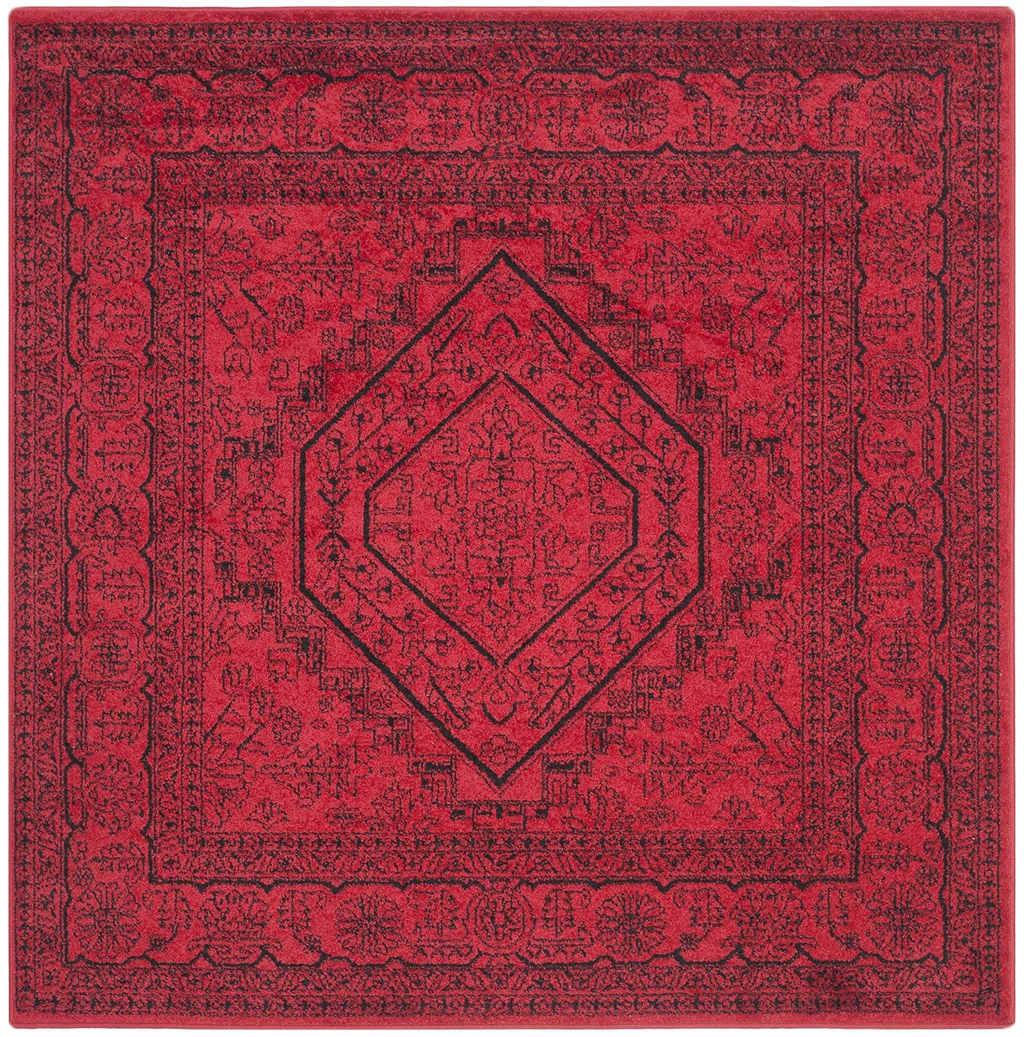Adirondack ADR108 Power Loomed Area Rug - Red/Black - 4'x4' - Safavieh.