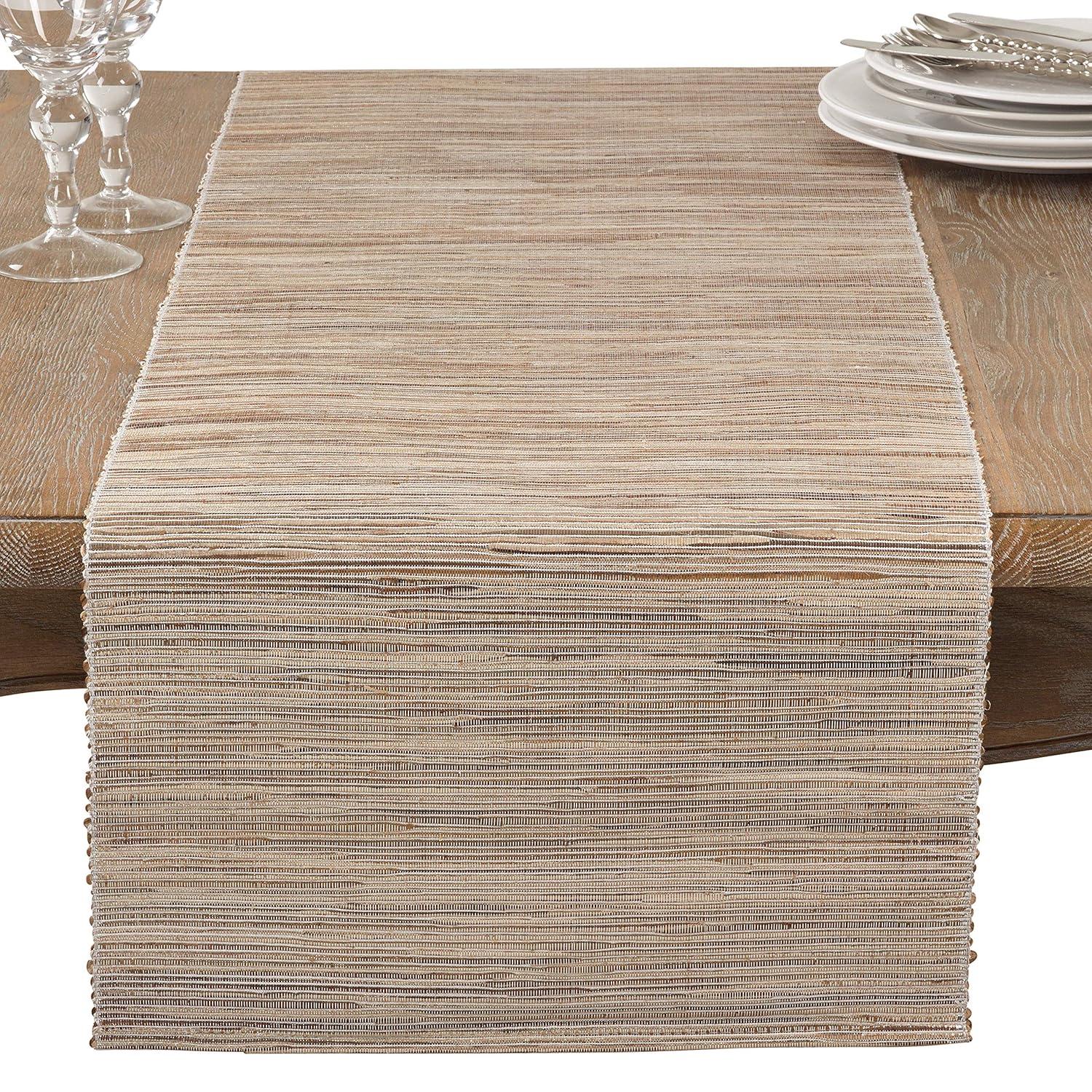 Saro Lifestyle Shimmering Woven Nubby Runner, Beige, 16" x 72"
