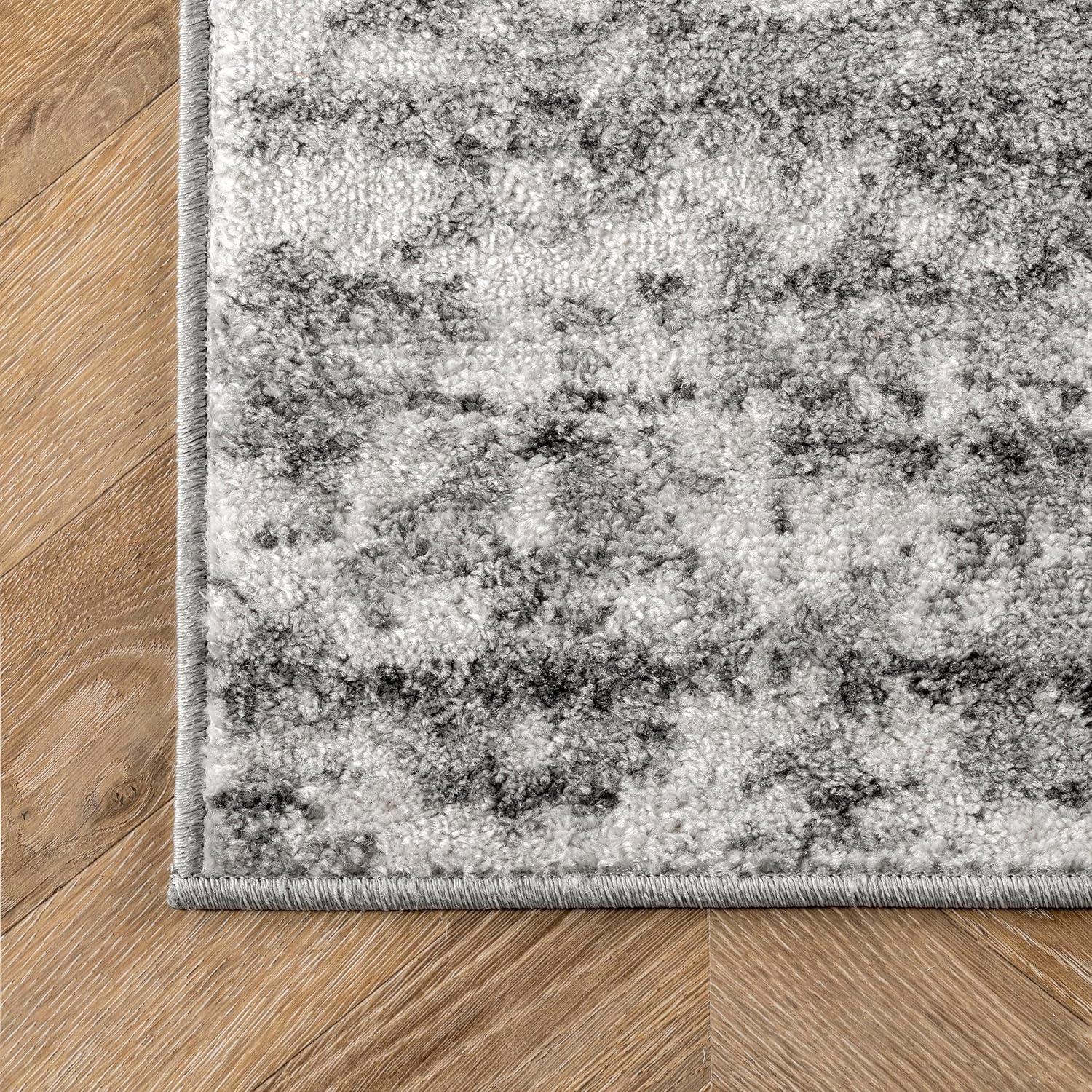 Elysian Clouds Abstract Gray Synthetic 5' x 8' Area Rug