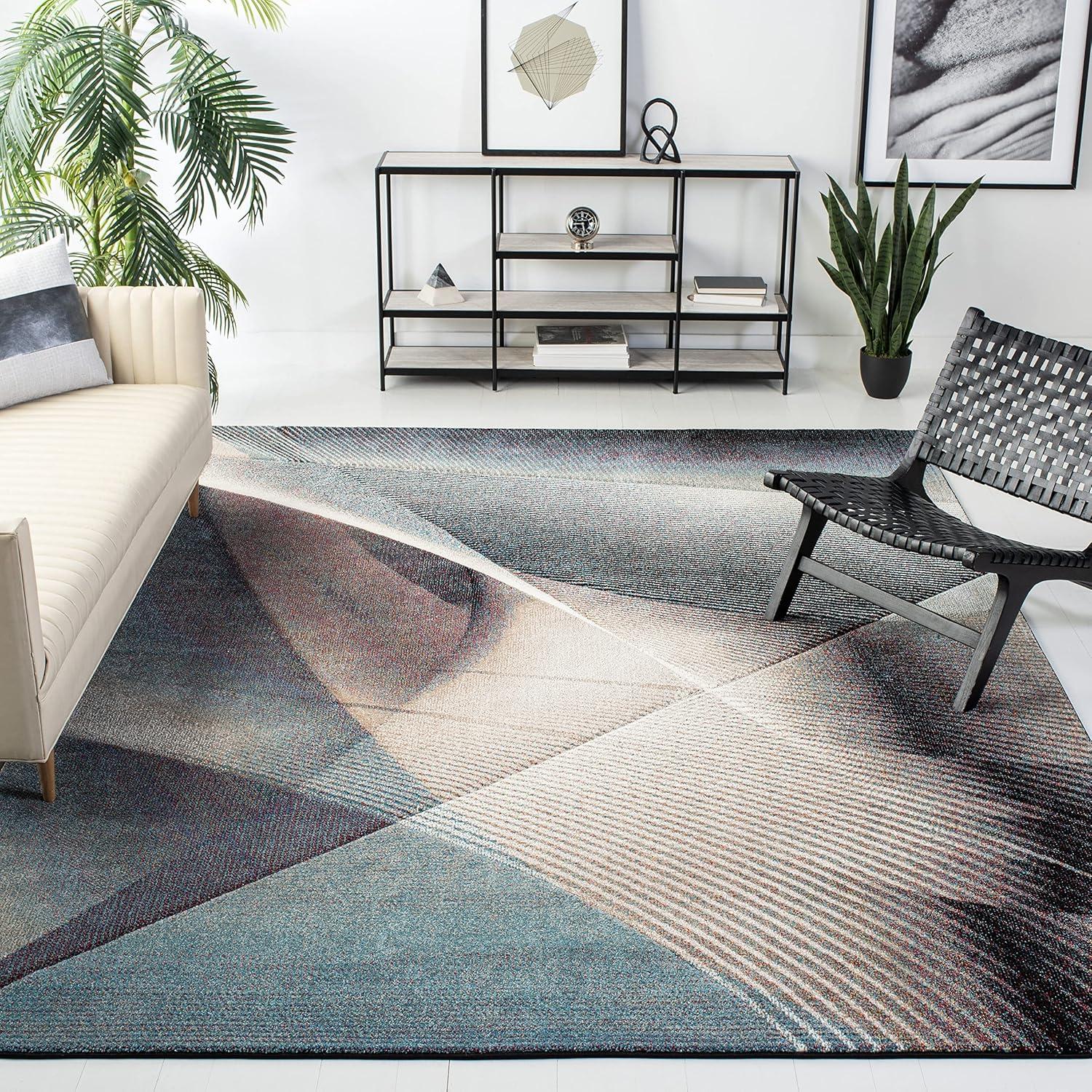 Hollywood HLW715 Machine Made Area Rug - 9'x12' - Grey/Green - Safavieh
