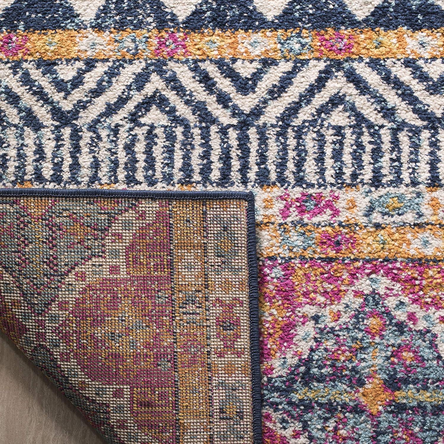 Madison MAD797 Power Loomed Indoor Area Rug - Navy/Ivory - 6'7"x6'7" - Safavieh.