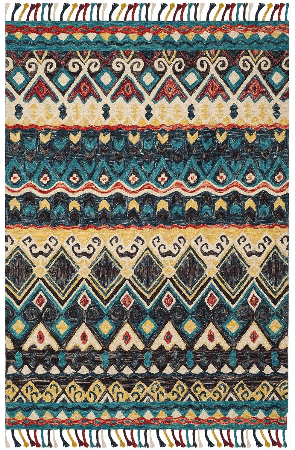 Aspen APN137 Hand Tufted Area Rug - Blue/Red - 6'x9' - Safavieh..