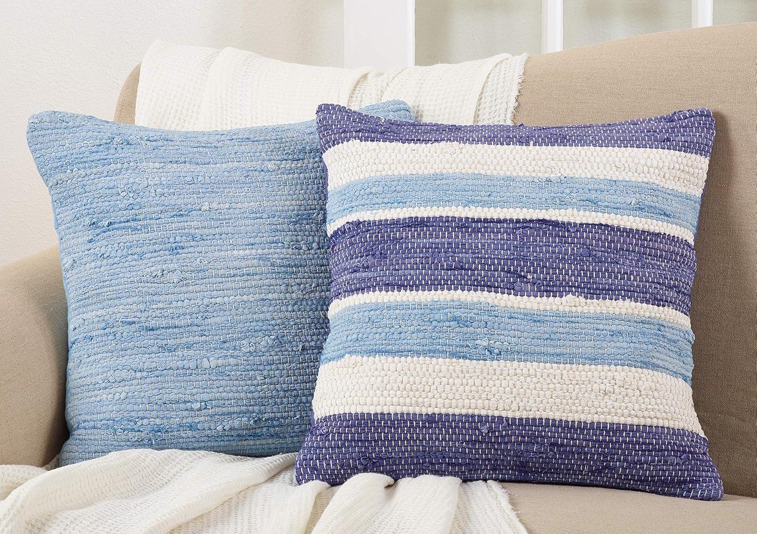 Saro Lifestyle Striped Chindi Down Filled Throw Pillow