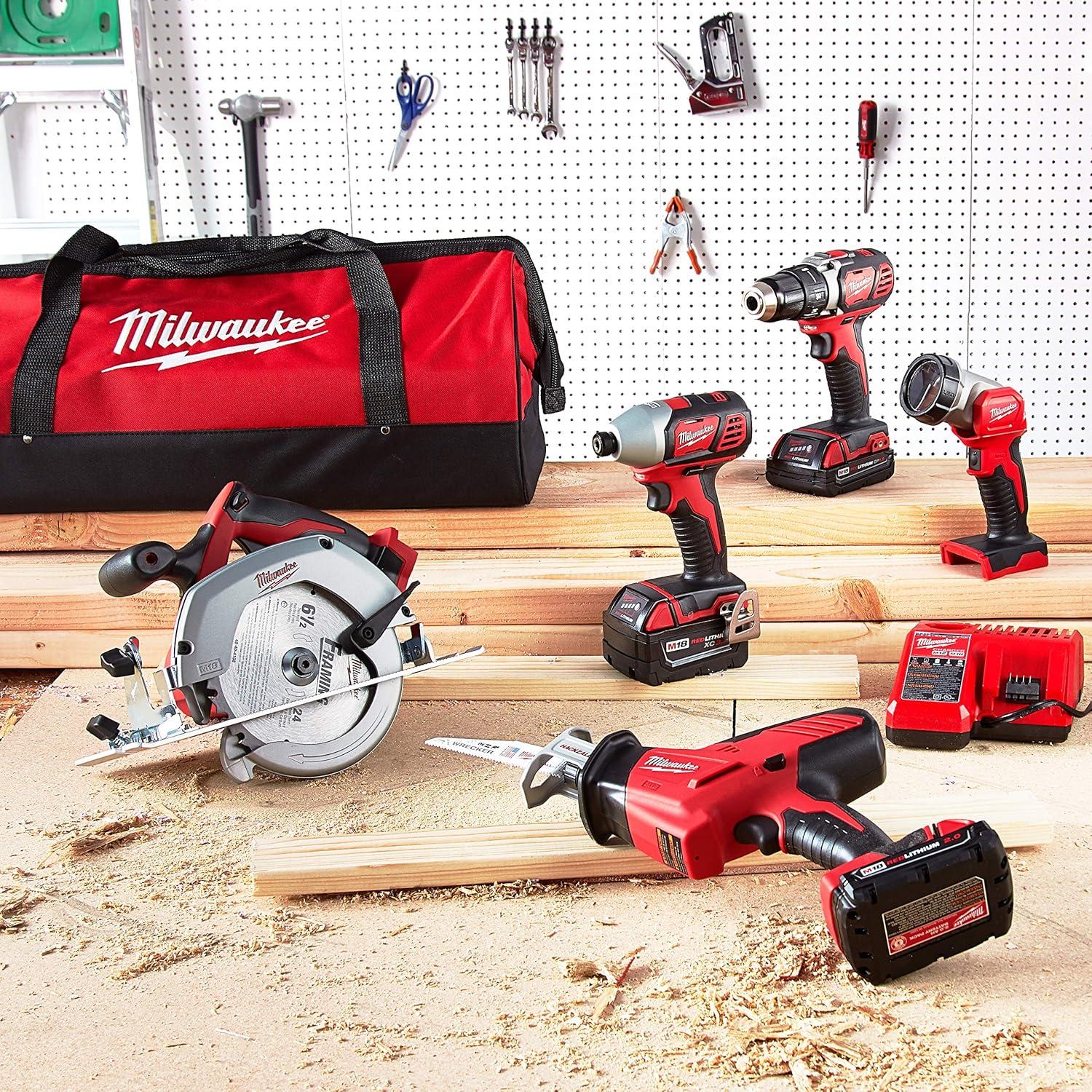 Milwaukee M18 18V Lithium-Ion Cordless Power Tool Set, 5 Pack