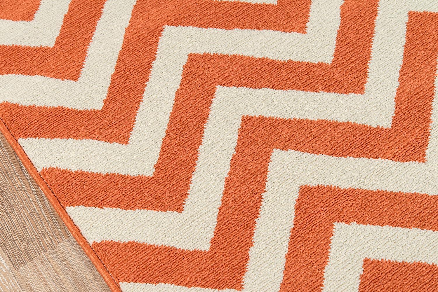 Momeni  Baja Chevron Indoor Outdoor Rug Orange 2'3" x 4'6" Graphic, Geometric, Chevron 2' x 3' Accent, Outdoor, Indoor Entryway, Kitchen, Patio Ivory