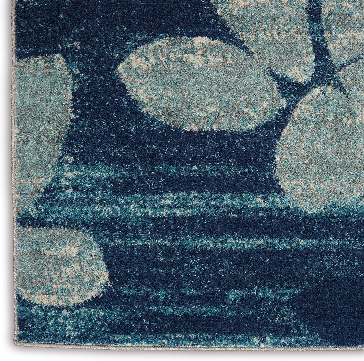 Nourison Tranquil 6' X 9' Navy/Light Blue Area Rug Distressed Farmhouse Botanical by Nourison