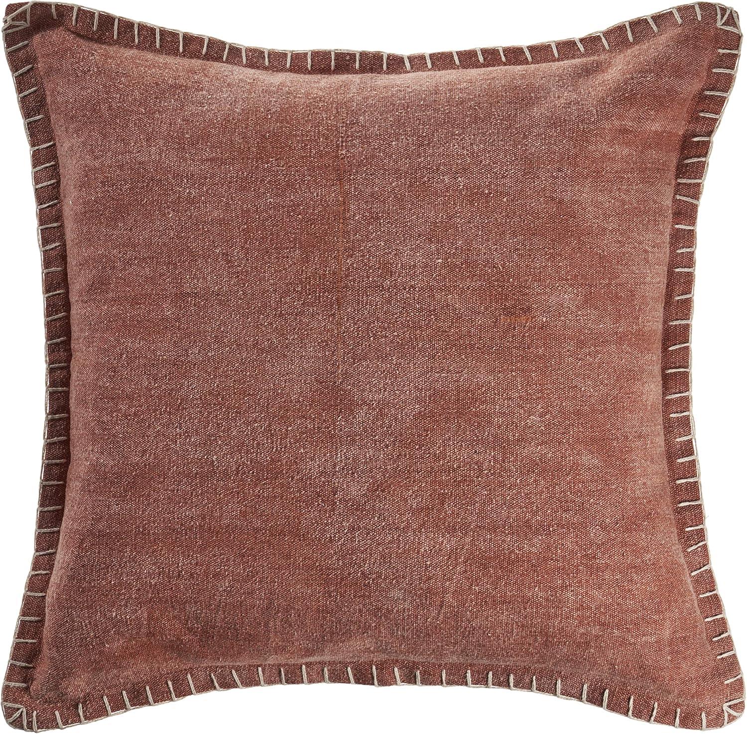 Ox Bay Embroidery Edges Throw Pillow, Brown, 24 in. Square, Count per Pack 1