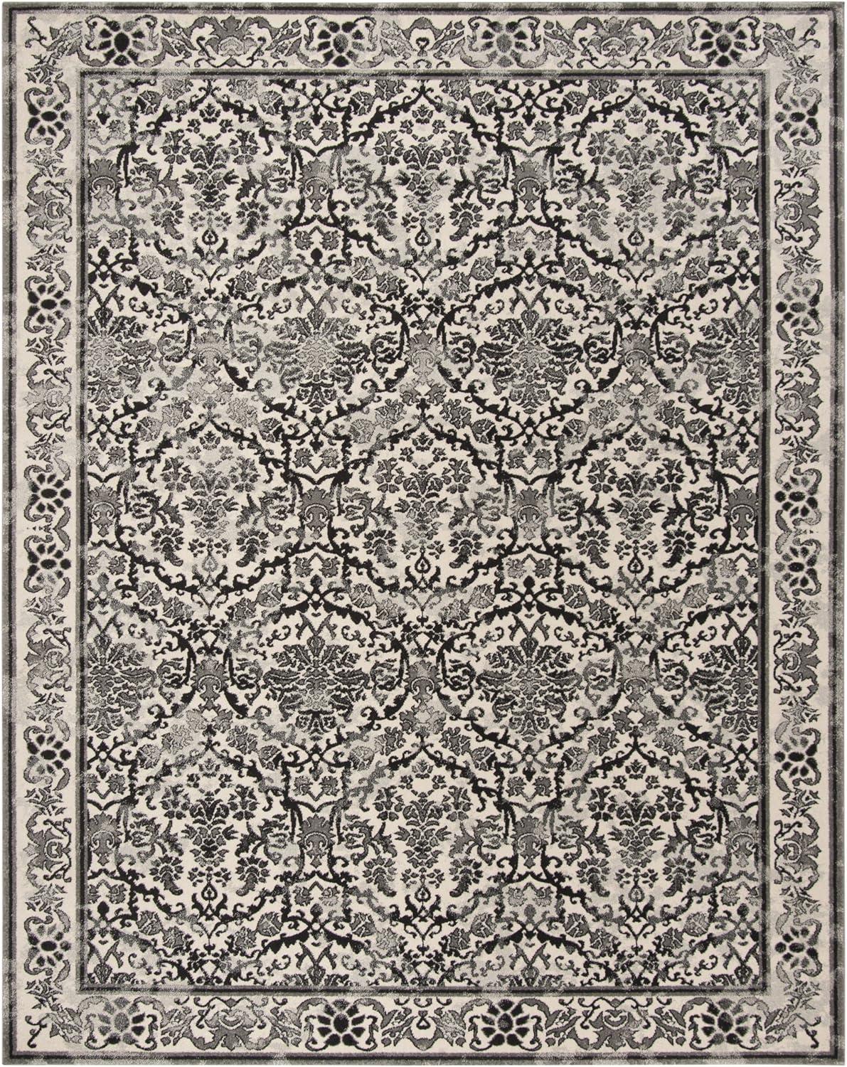 SAFAVIEH Evoke Lorna Traditional Bordered Area Rug, Ivory/Grey, 9' x 12'