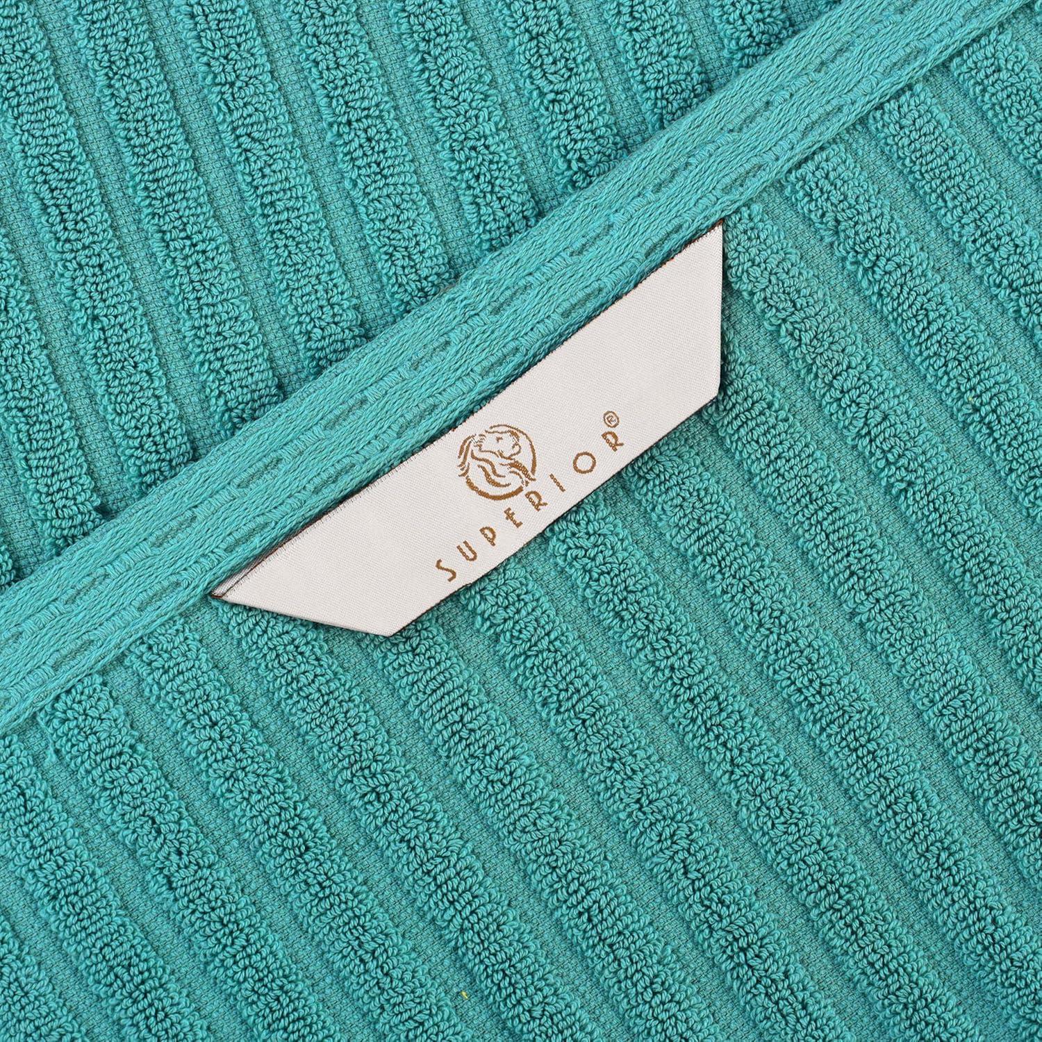 Superior Soho Ribbed Cotton Absorbent Bath Towel Set of 4, Turquoise