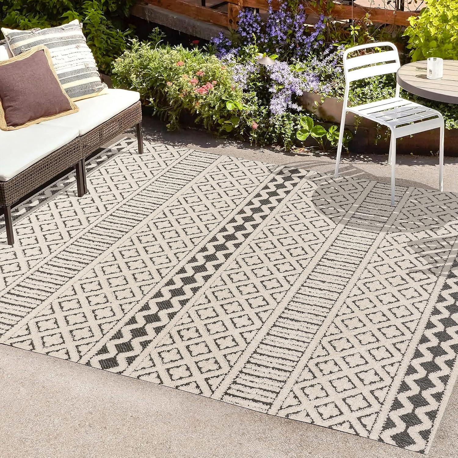 JONATHAN Y Ormond High-Low Modern Trellis Geometric Moroccan Indoor/Outdoor Area Rug