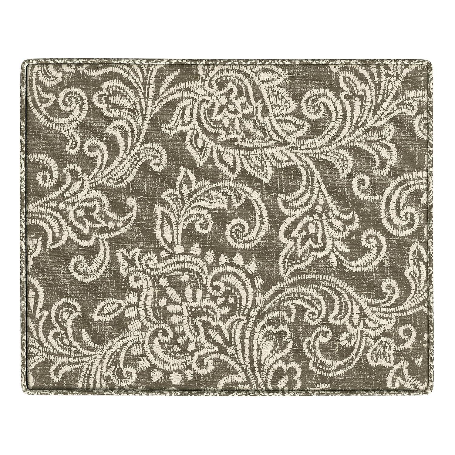HomePop Medium Storage Ottoman Brown : Upholstered Footstool, Floral Pattern, Hardwood Frame