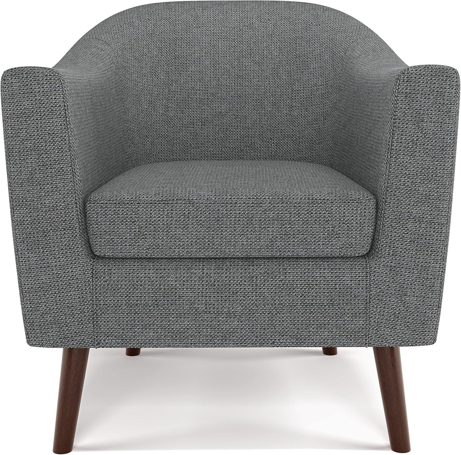 Transitional Shadow Grey Curved Accent Chair with Deep Seating