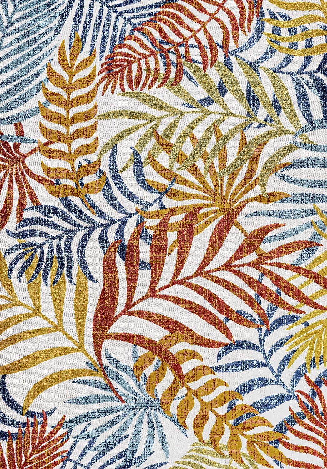 JONATHAN Y Tropics Palm Leaves Indoor/Outdoor Cream/Orange 8 ft. x 10 ft. Area Rug