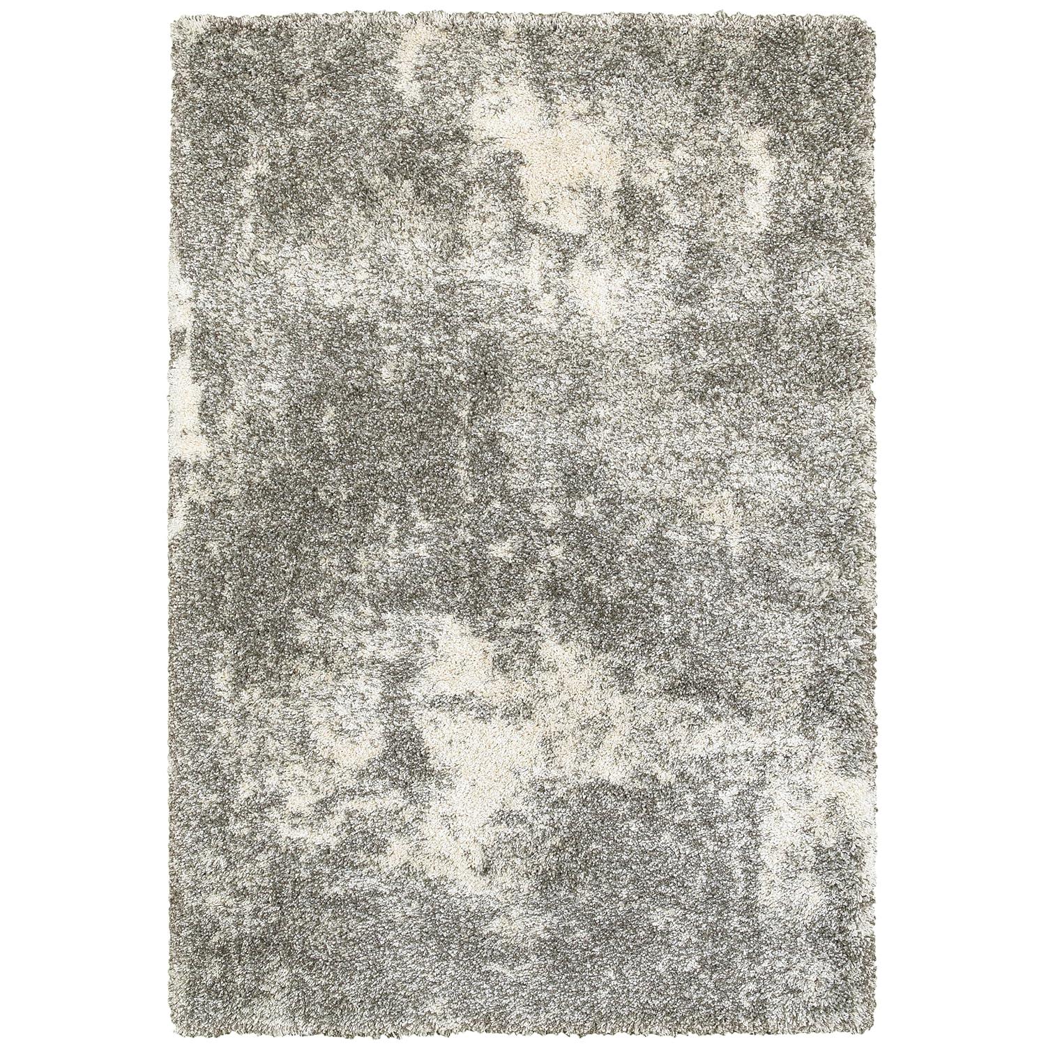 Oriental Weavers Henderson Shag Area Rug - 5503H - 7'10" x 10'10" - in Gray/ Ivory - Plush Soft Shag, Modern Style, Stain Resistant, Cushion Feel, Dining, Living Room Rug
